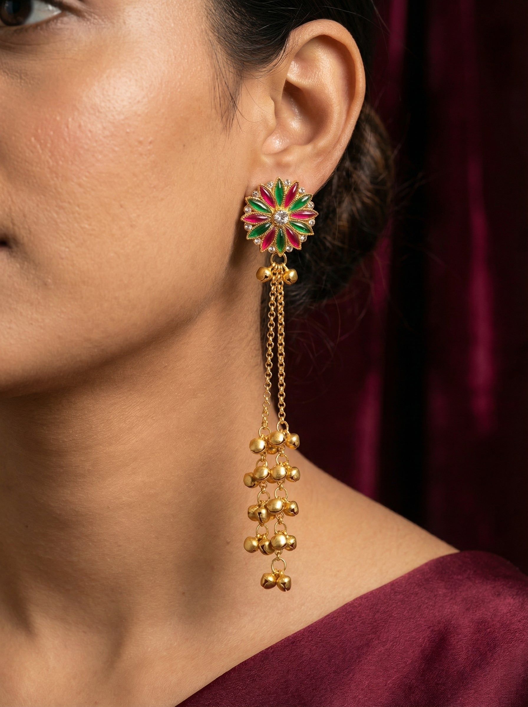 Golden Thread Chandelier Earrings