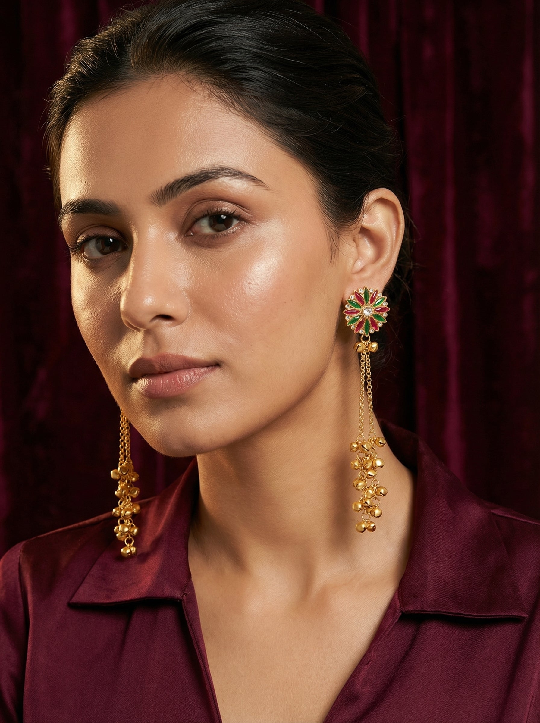 Golden Thread Chandelier Earrings