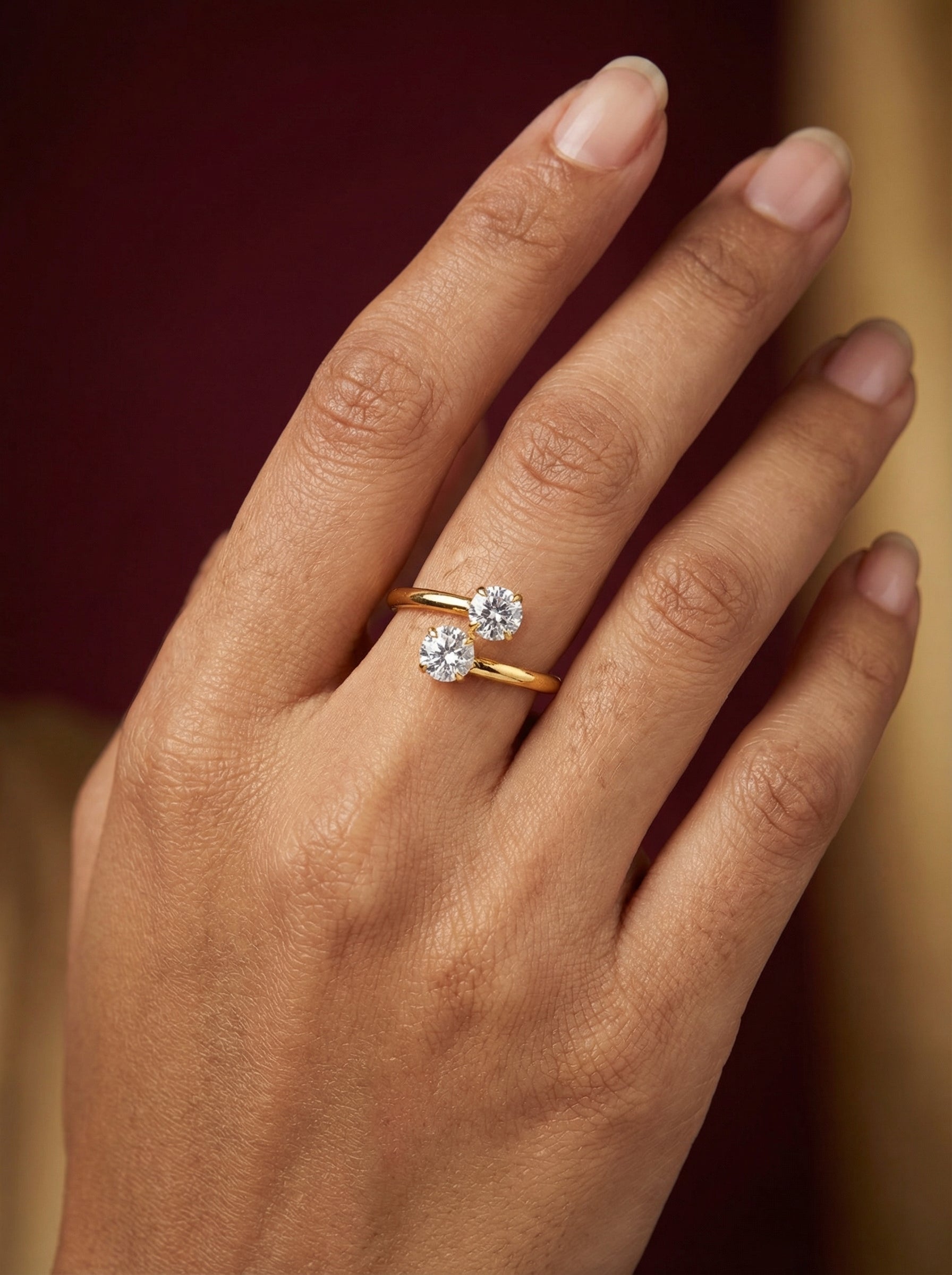 Silver and Gold Plated Crystal Stone Ring - The Rivaaz