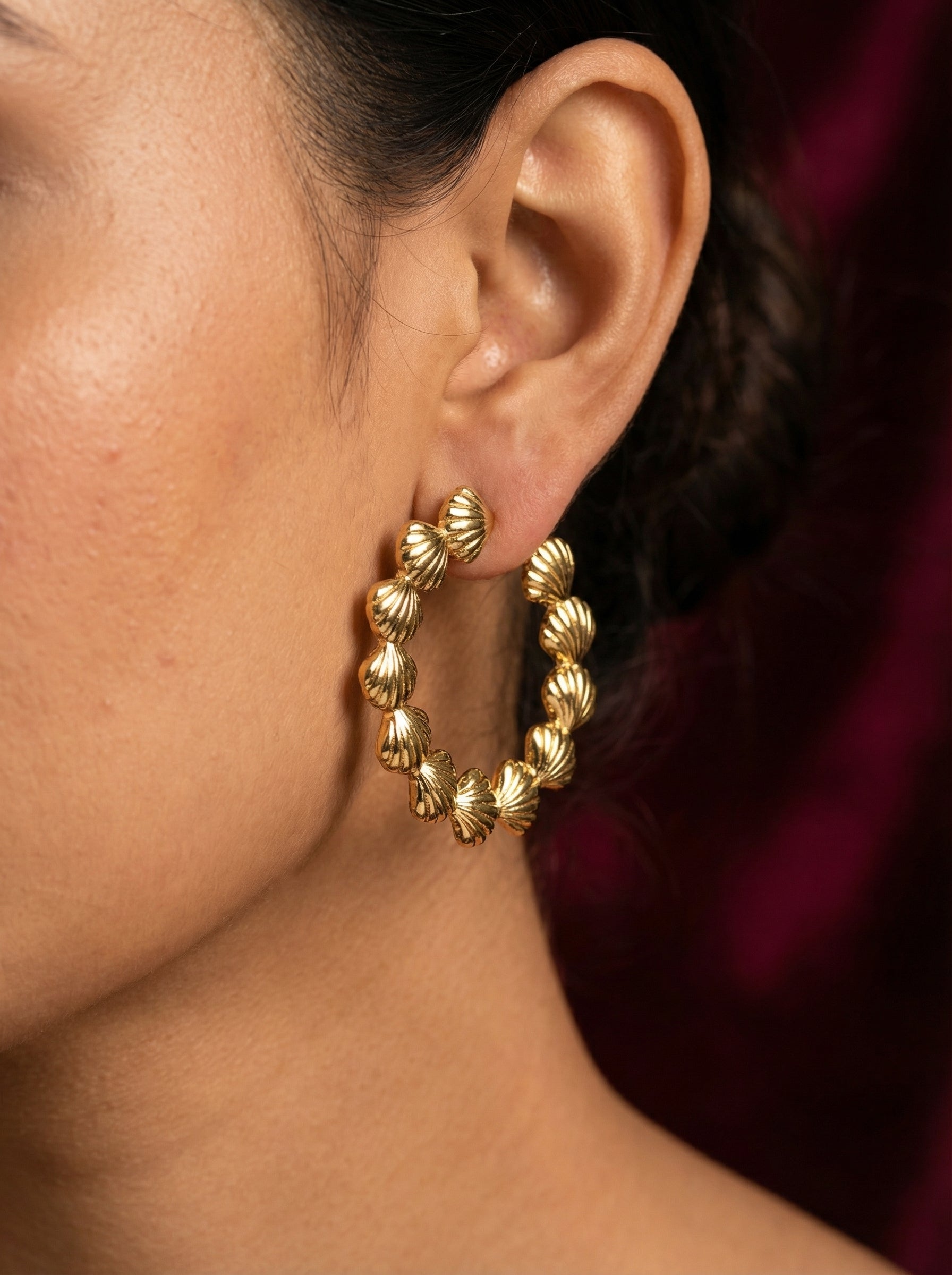 Pearled Gold Hoops