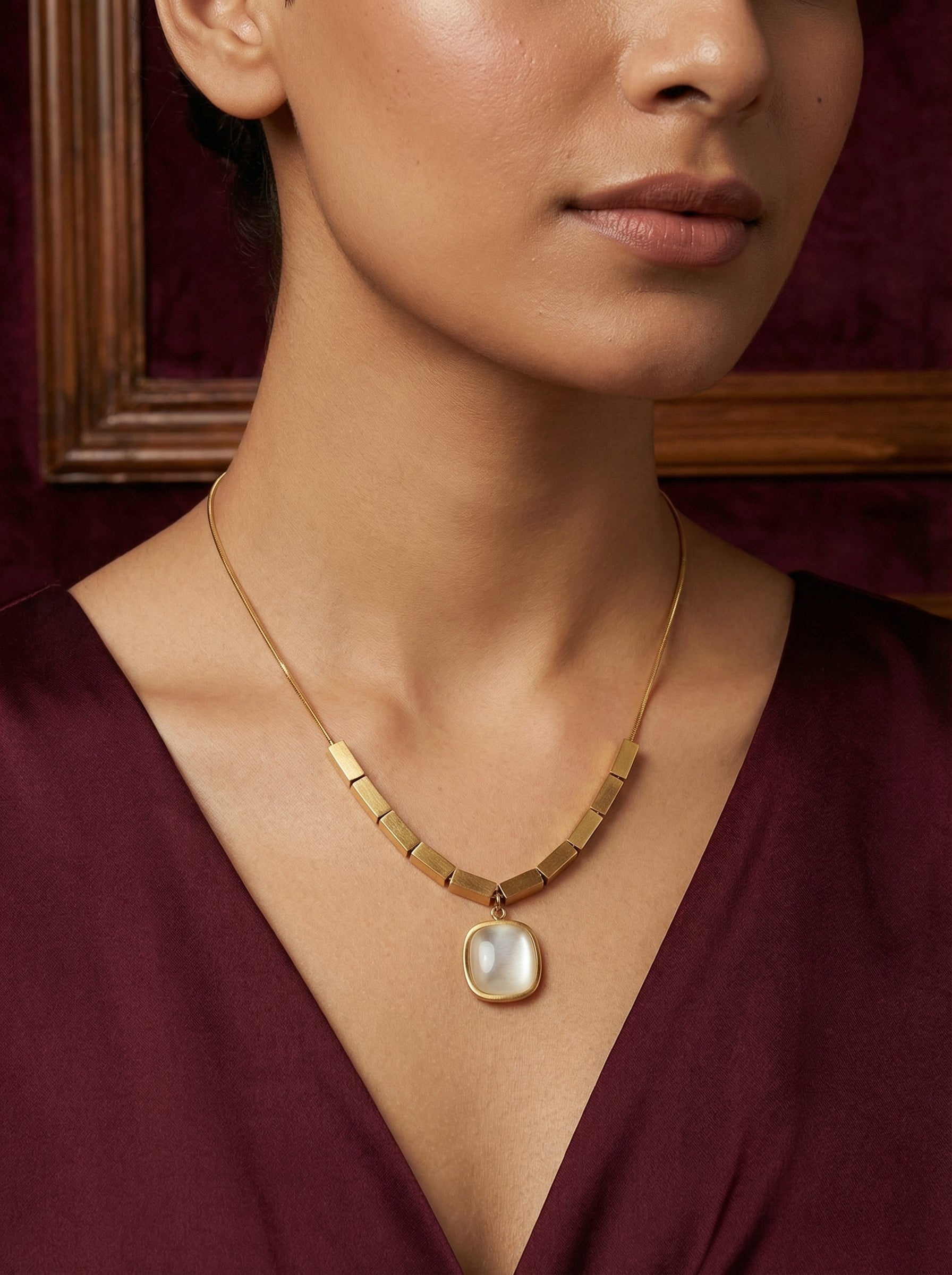 Golden Barrel Pendant Necklace