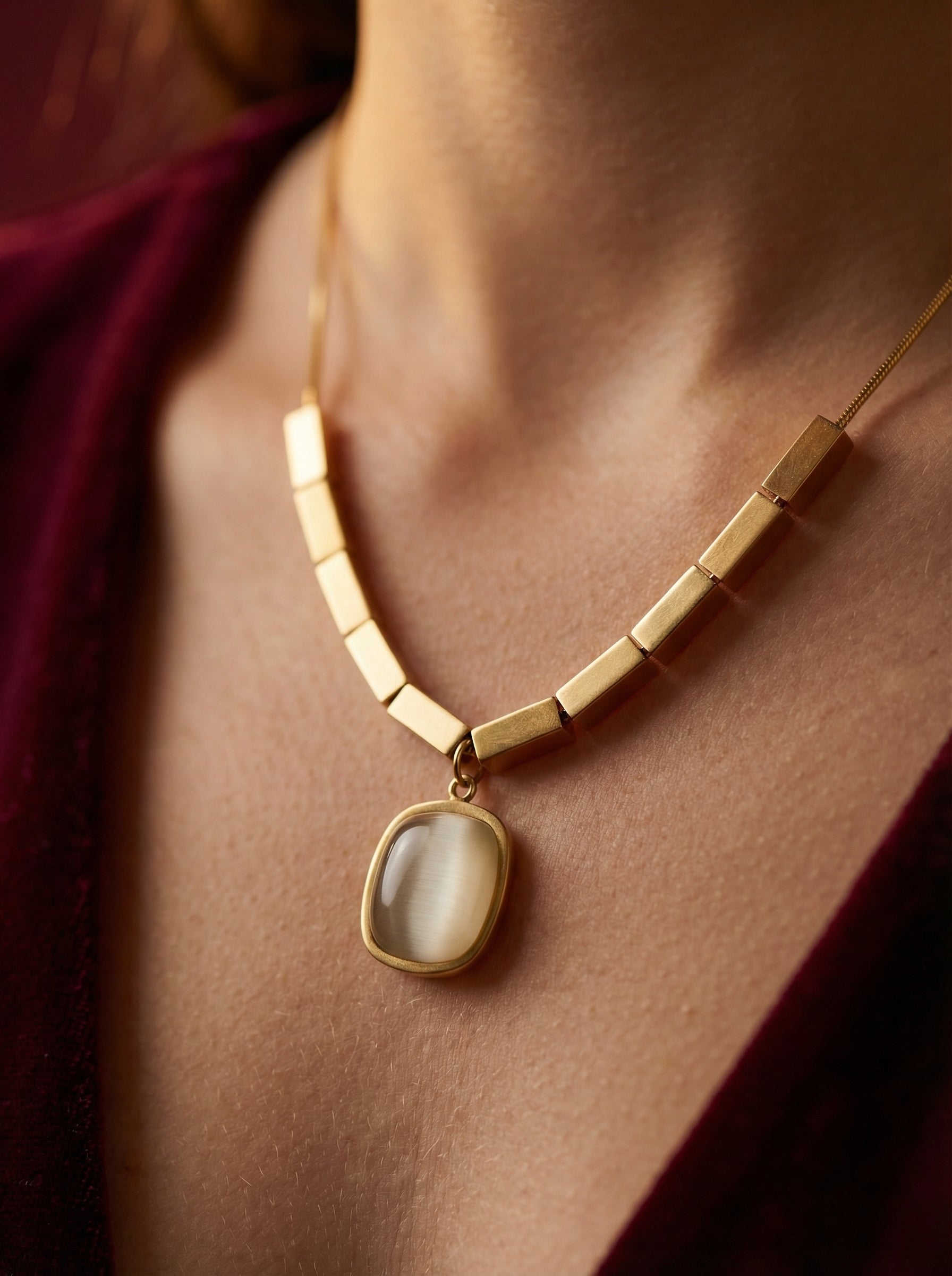 Golden Barrel Pendant Necklace