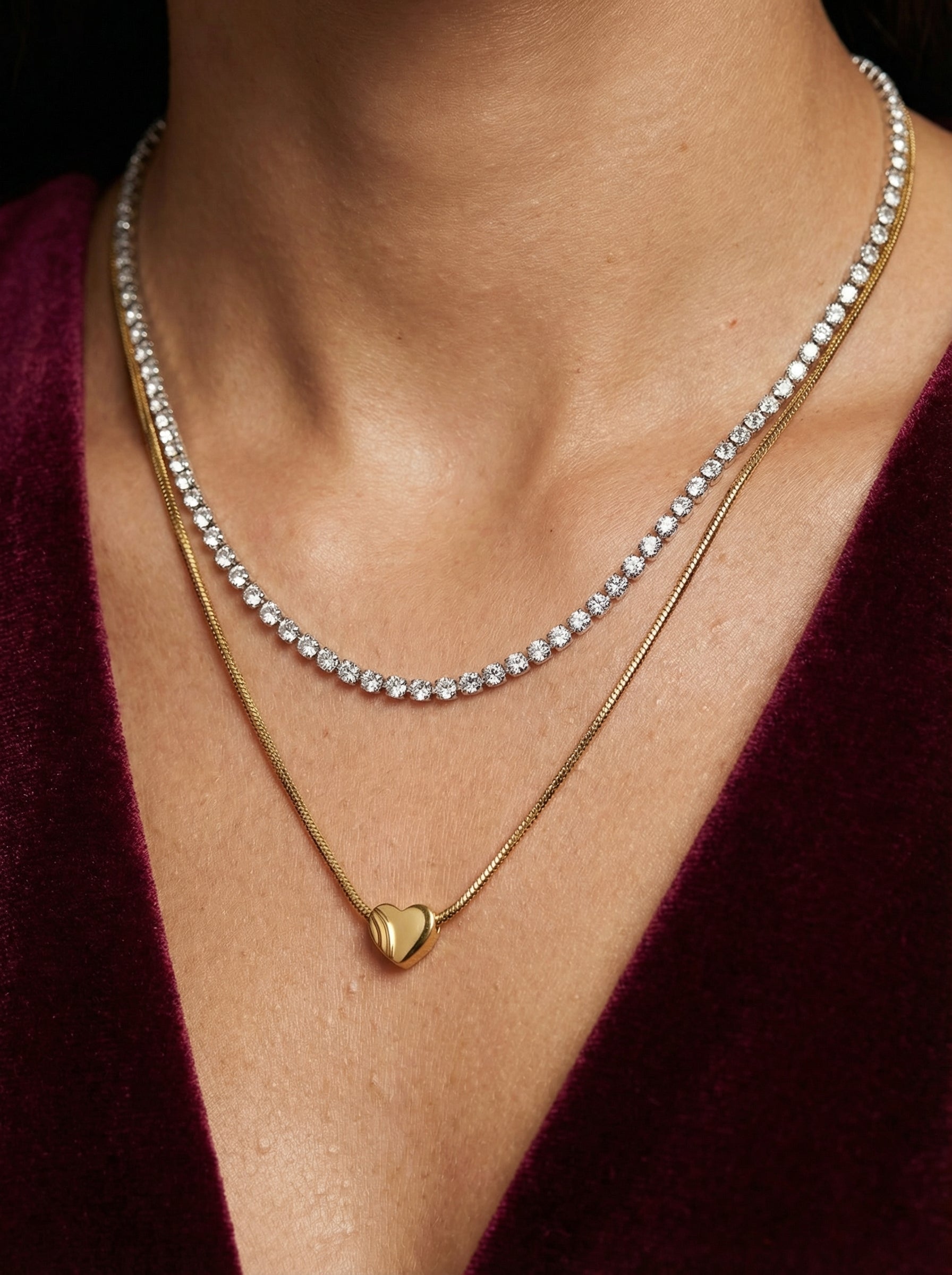 Layered Heart Necklace Set