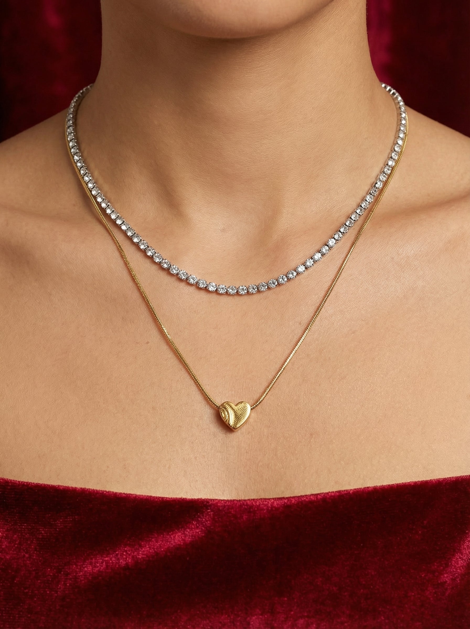 Layered Heart Necklace Set