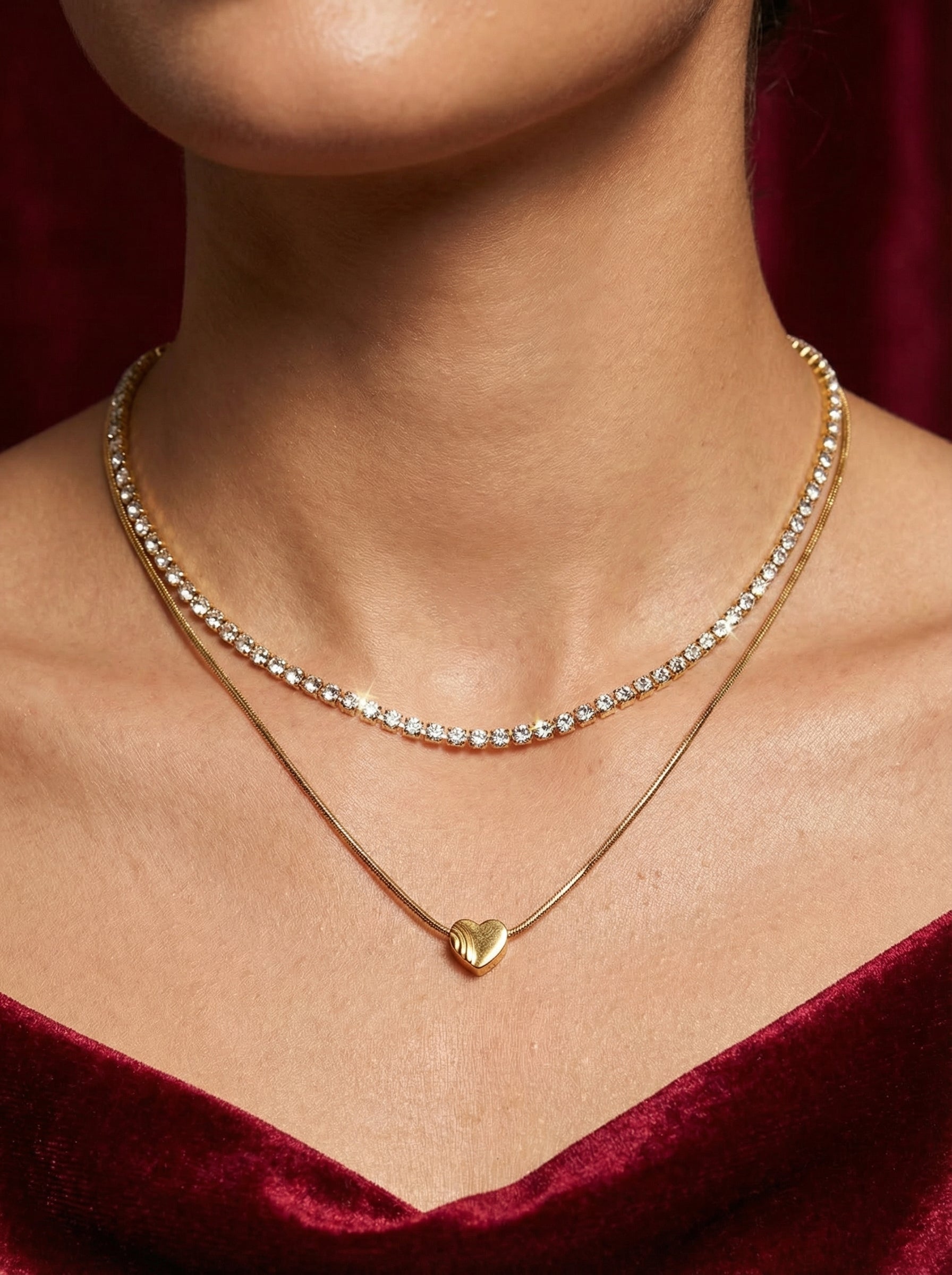 Layered Heart Necklace Set