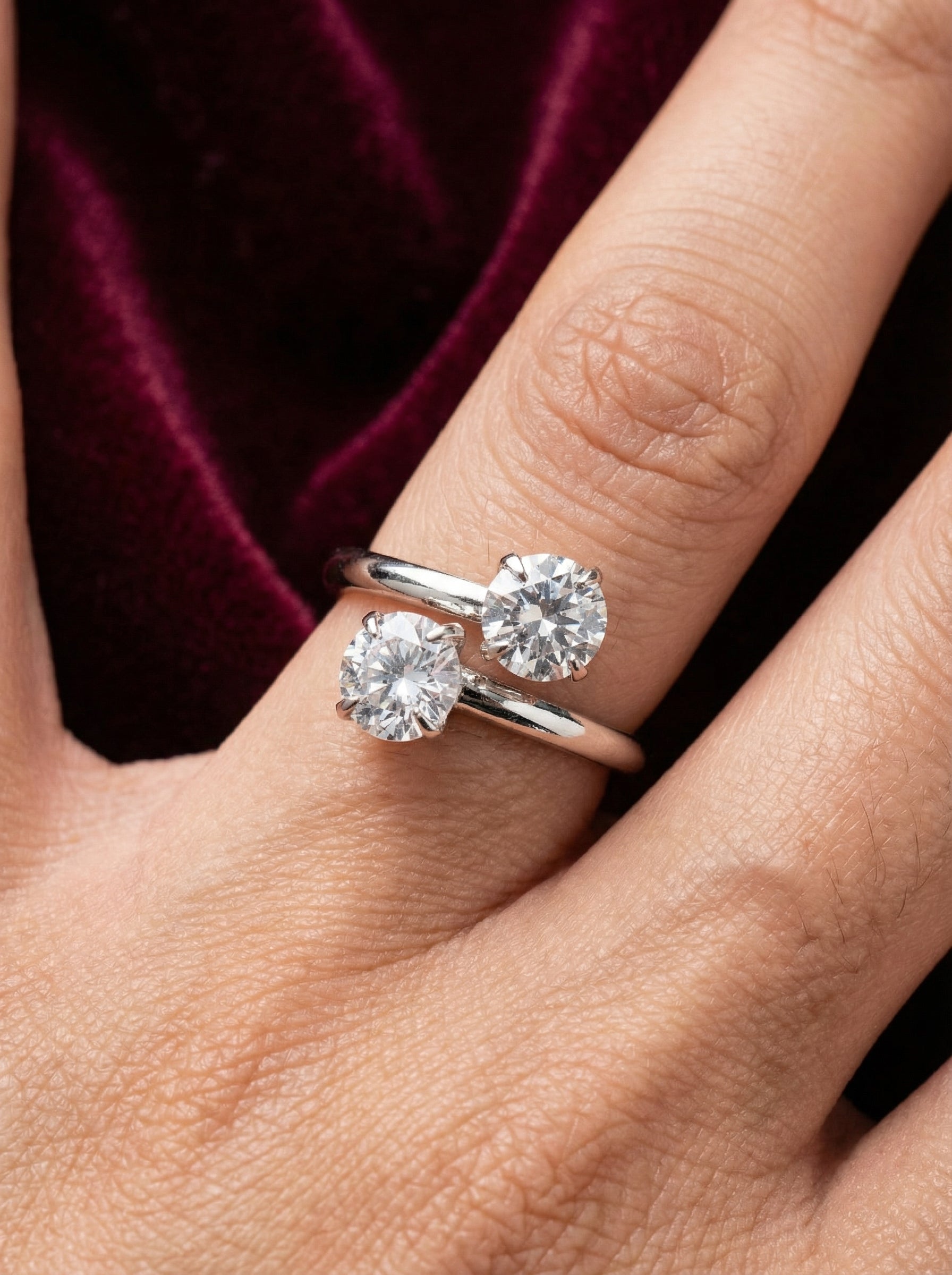 Silver and Gold Plated Crystal Stone Ring - The Rivaaz