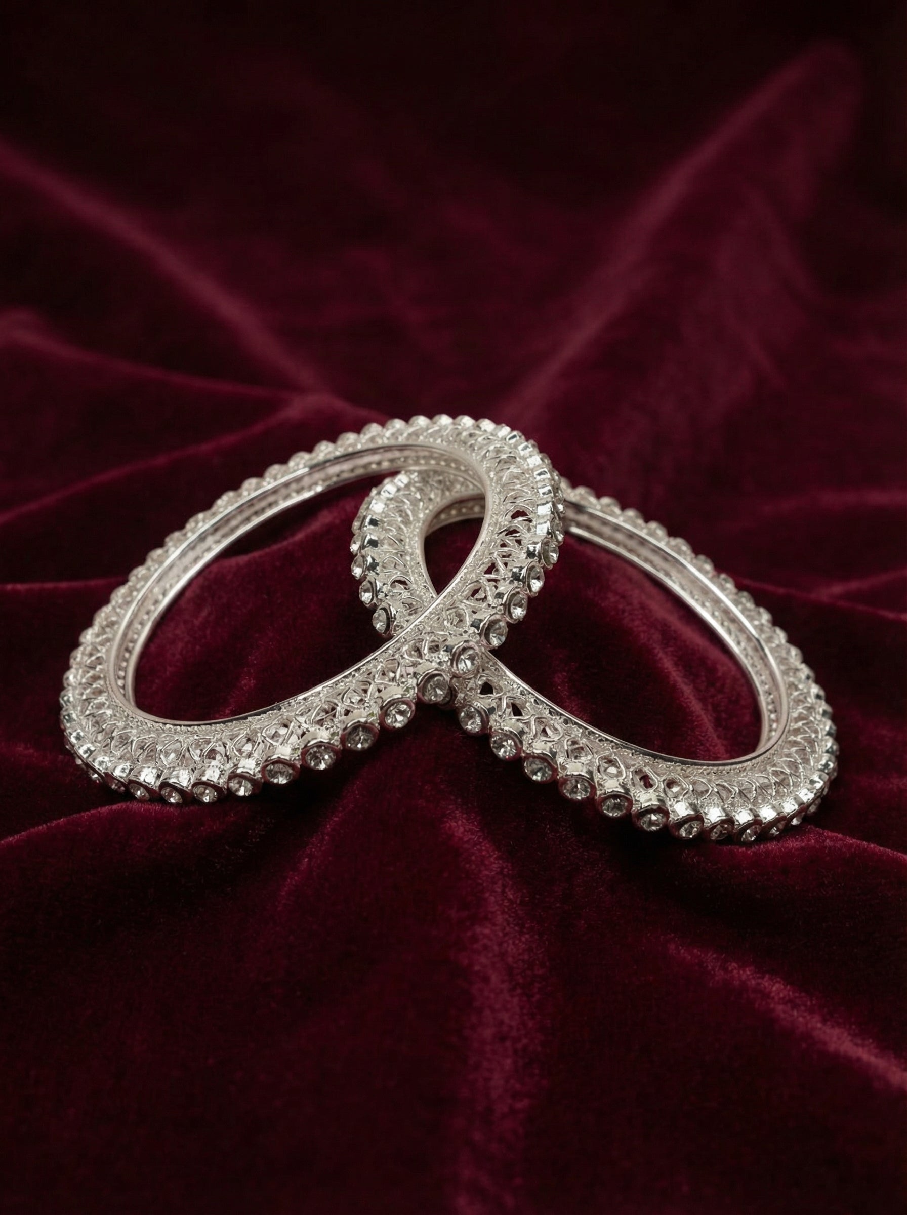 Silver Crystal Bangles