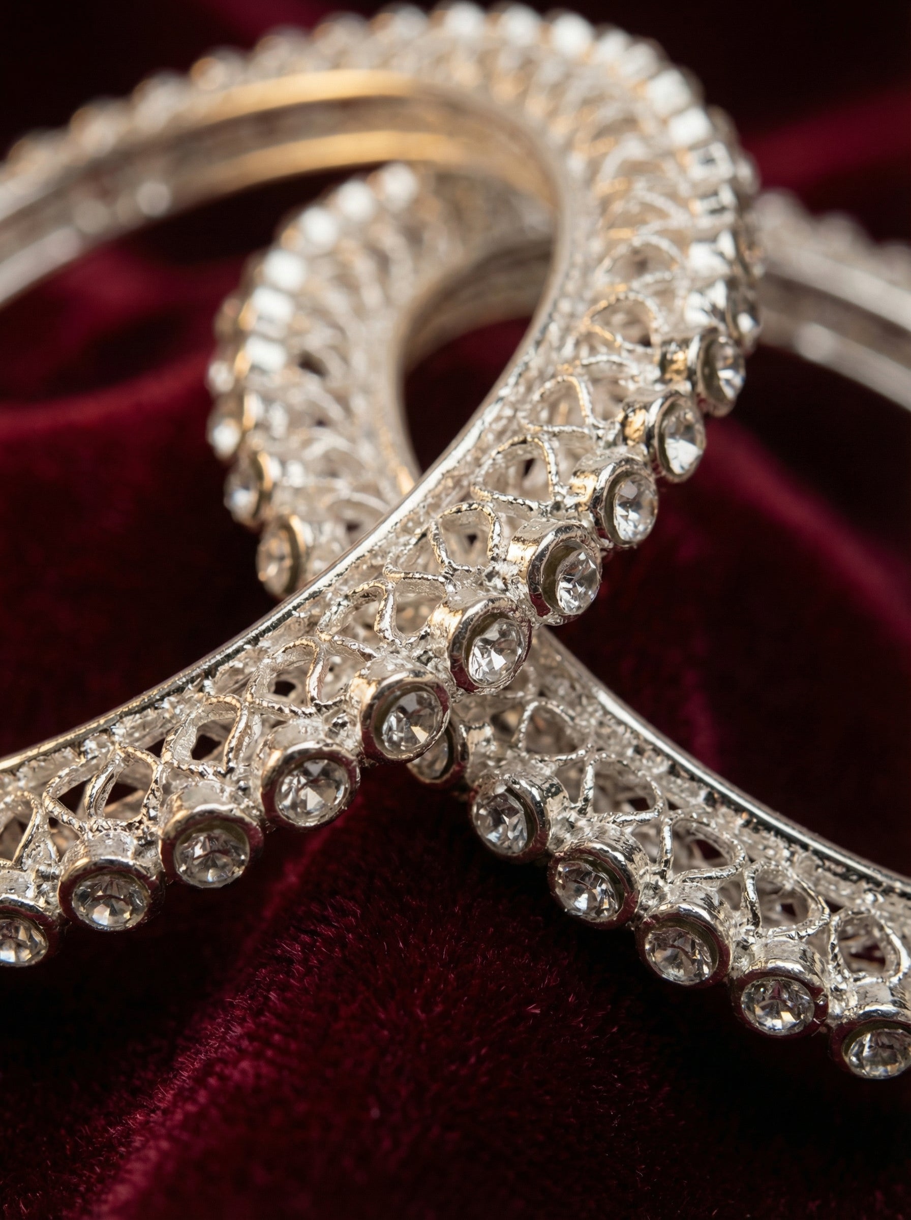 Silver Crystal Bangles