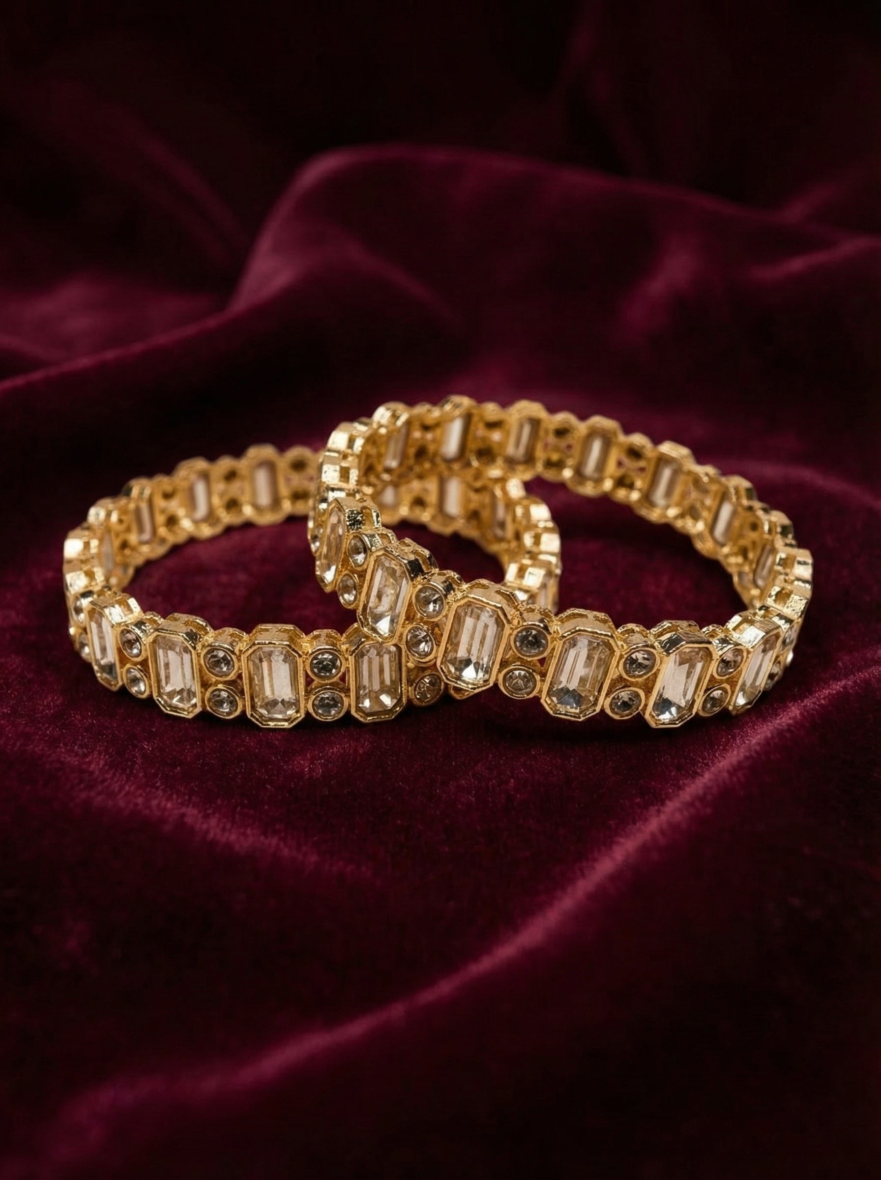 Gold Plated Crystal Bangles for Women