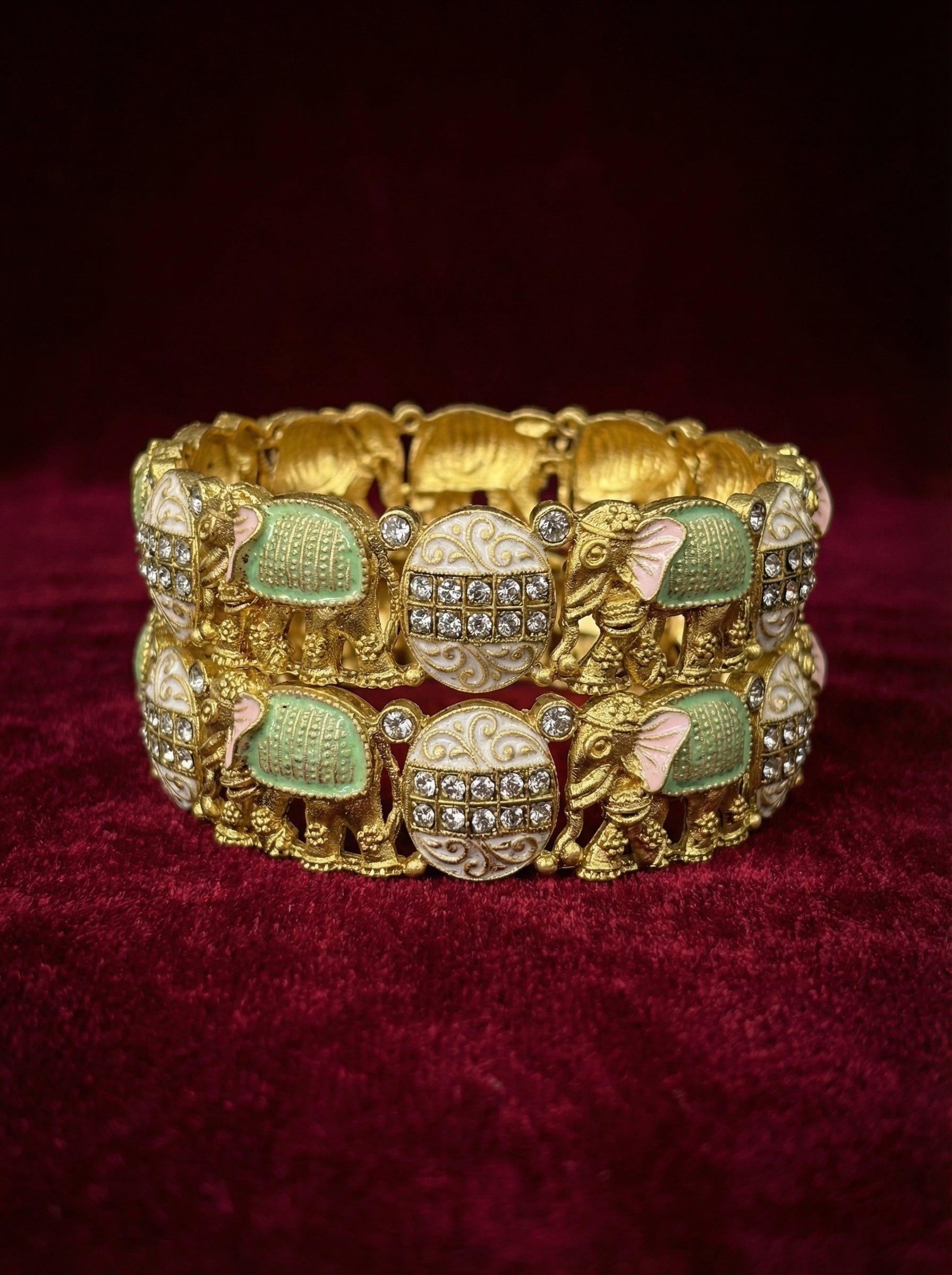 Gold Elephant Kadas Bangle Set