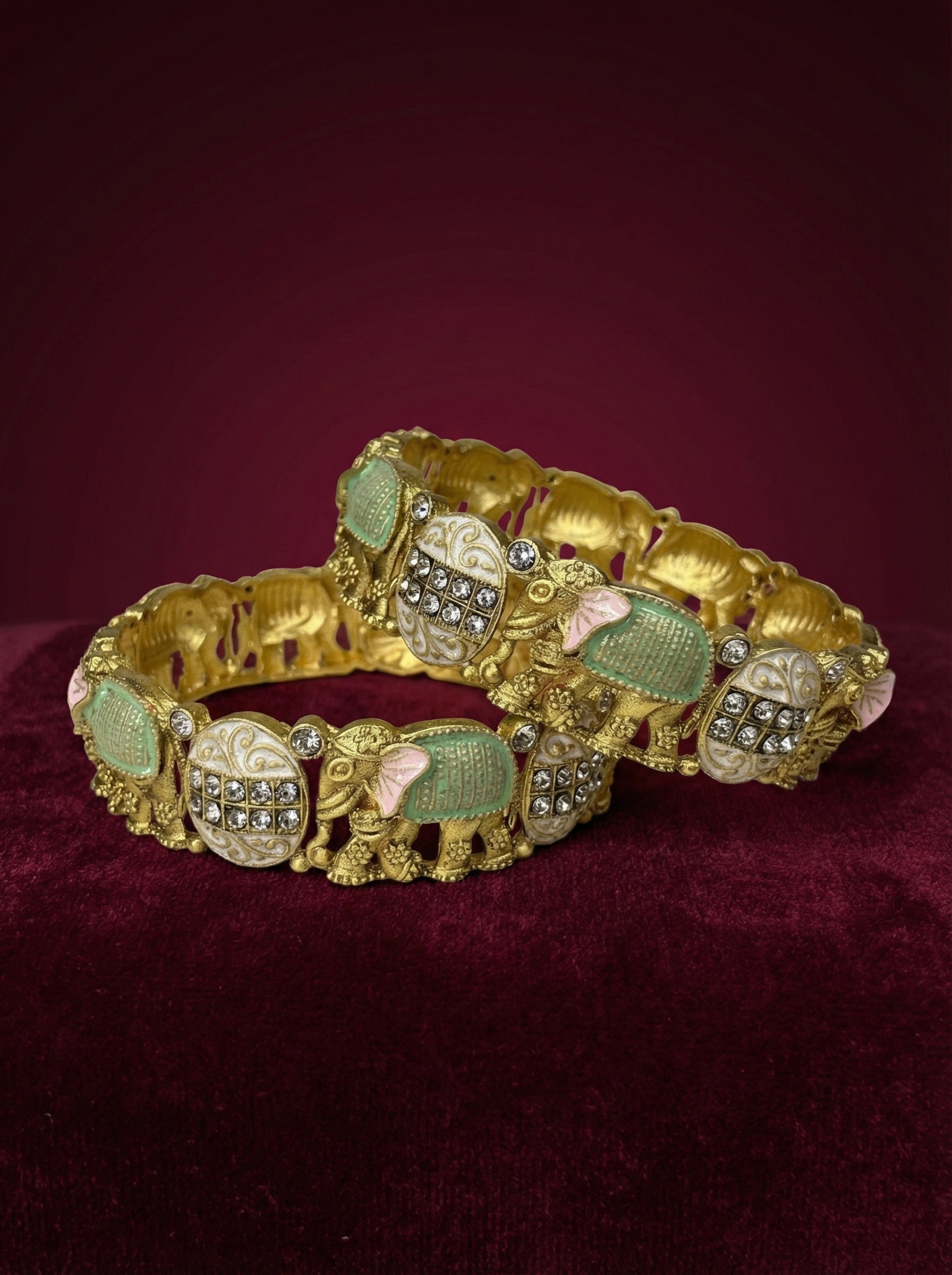 Gold Elephant Kadas Bangle Set
