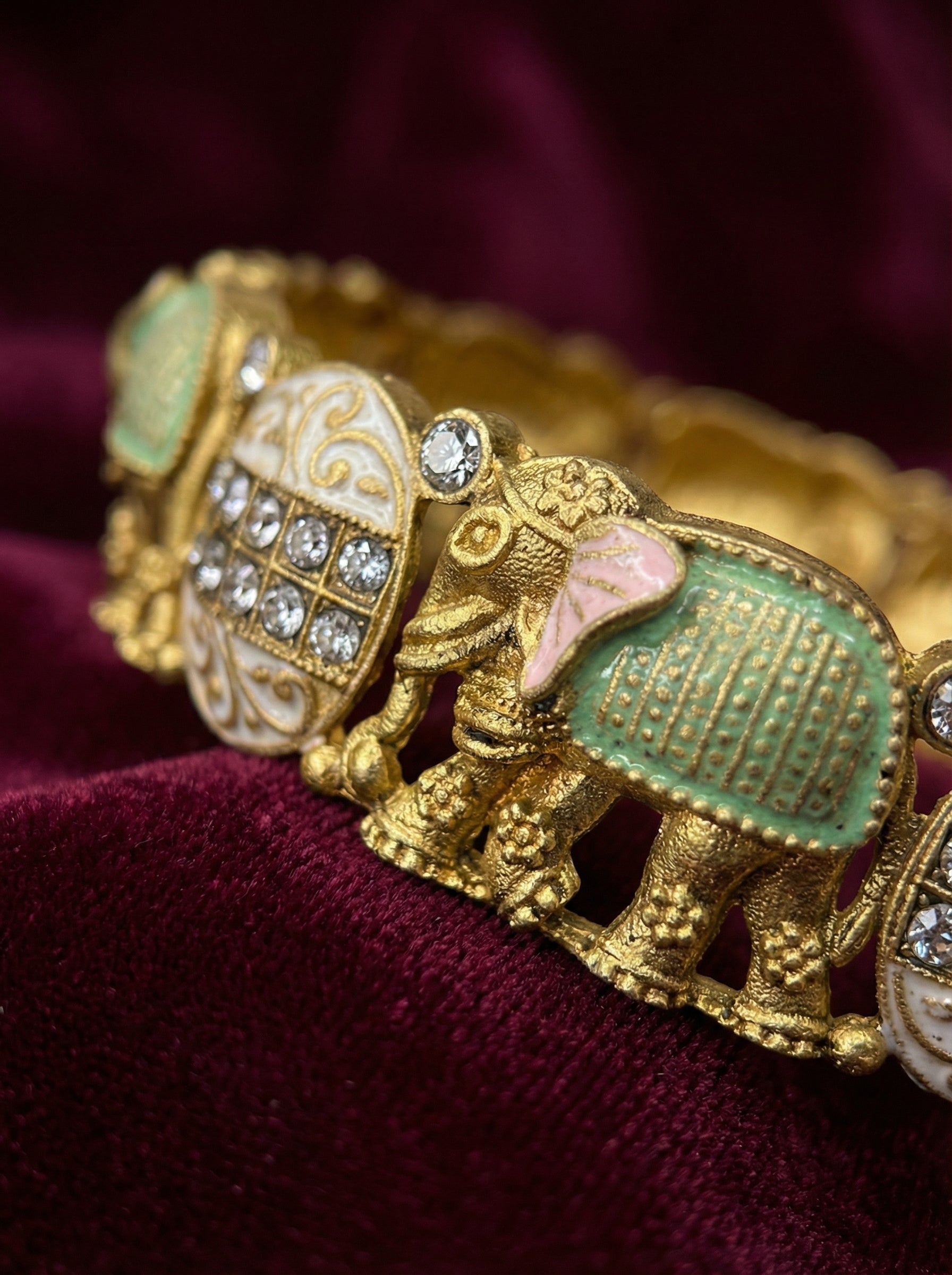 Gold Elephant Kadas Bangle Set