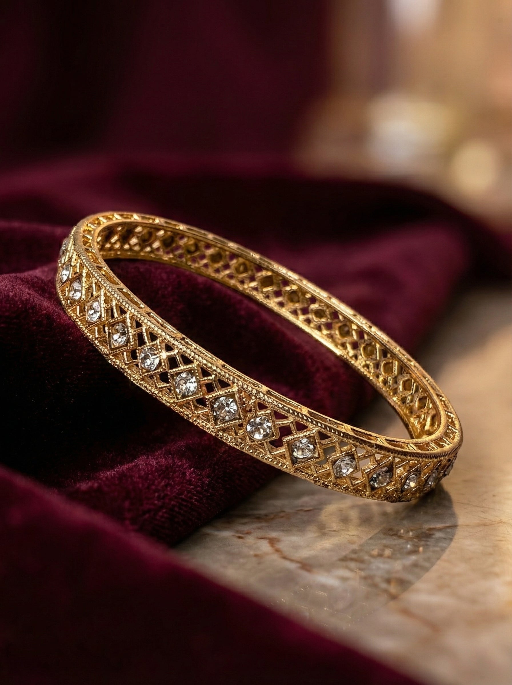 Gold Diamond Cut Bangle Set