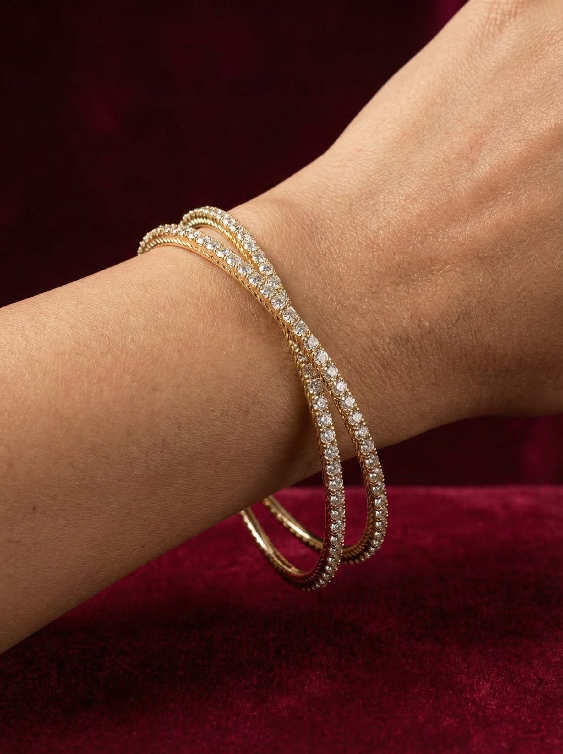 Gold Crossed Bangle