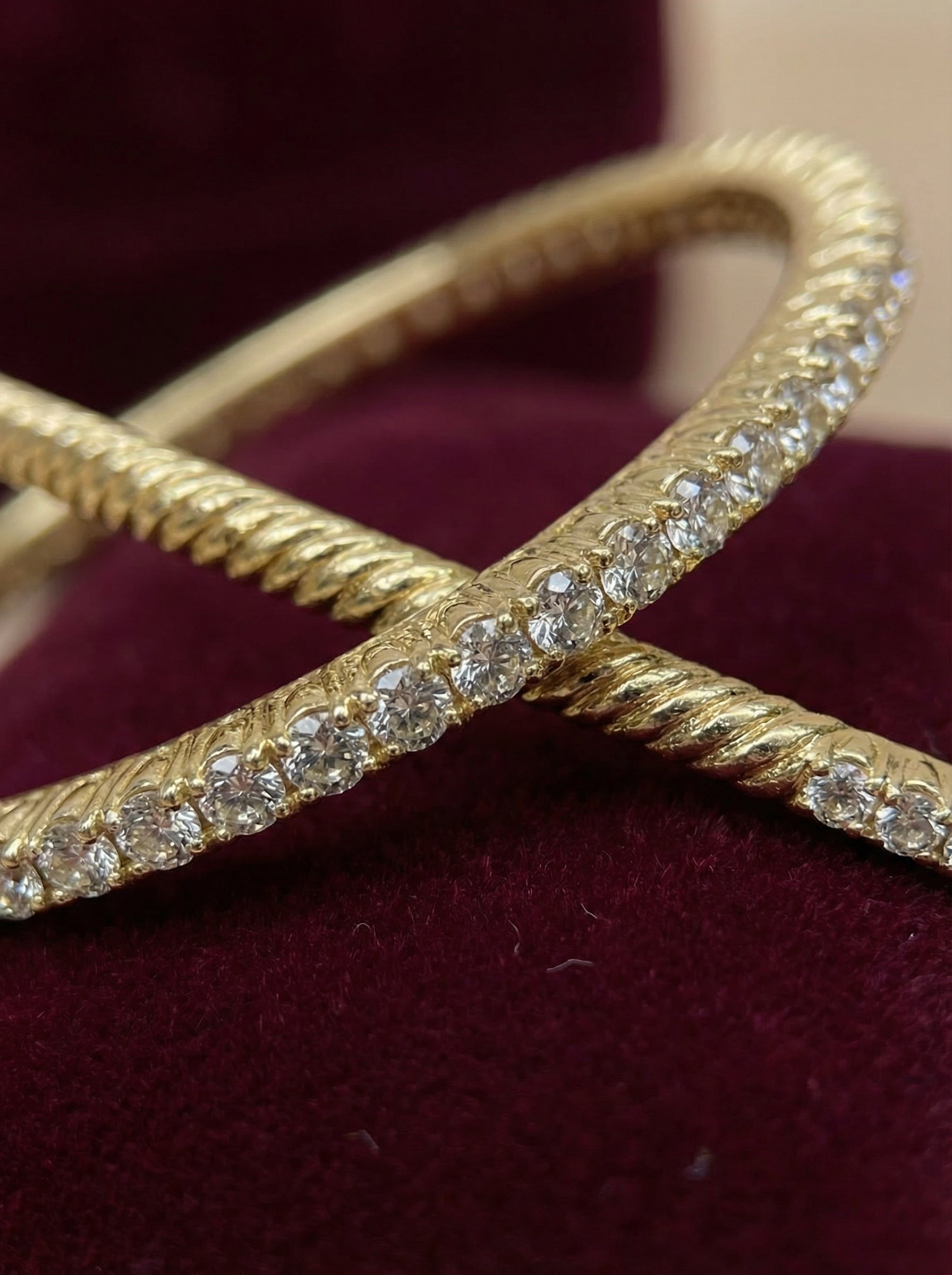 Gold Crossed Bangle