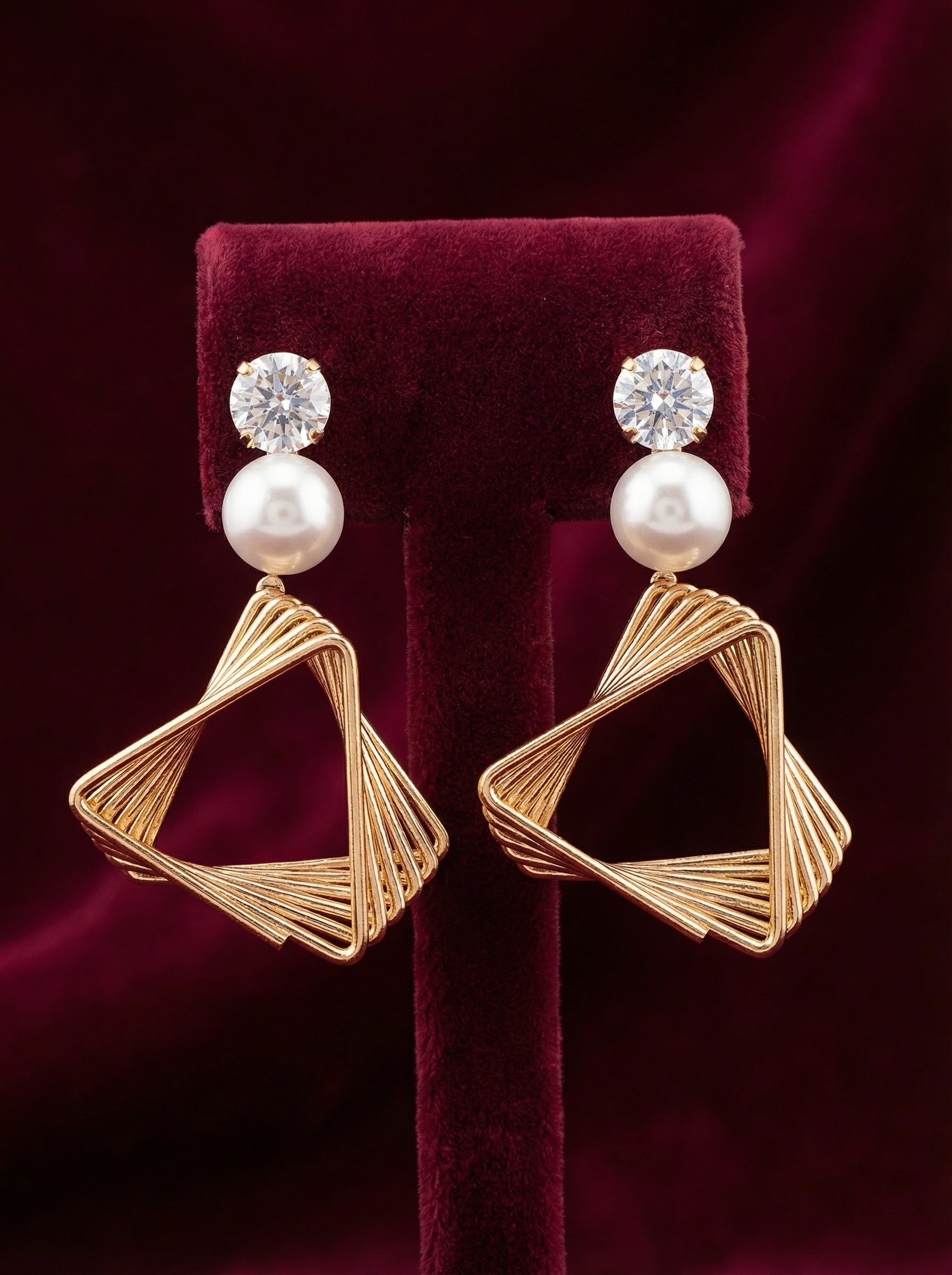 Pearl Triangle Earrings set of 3