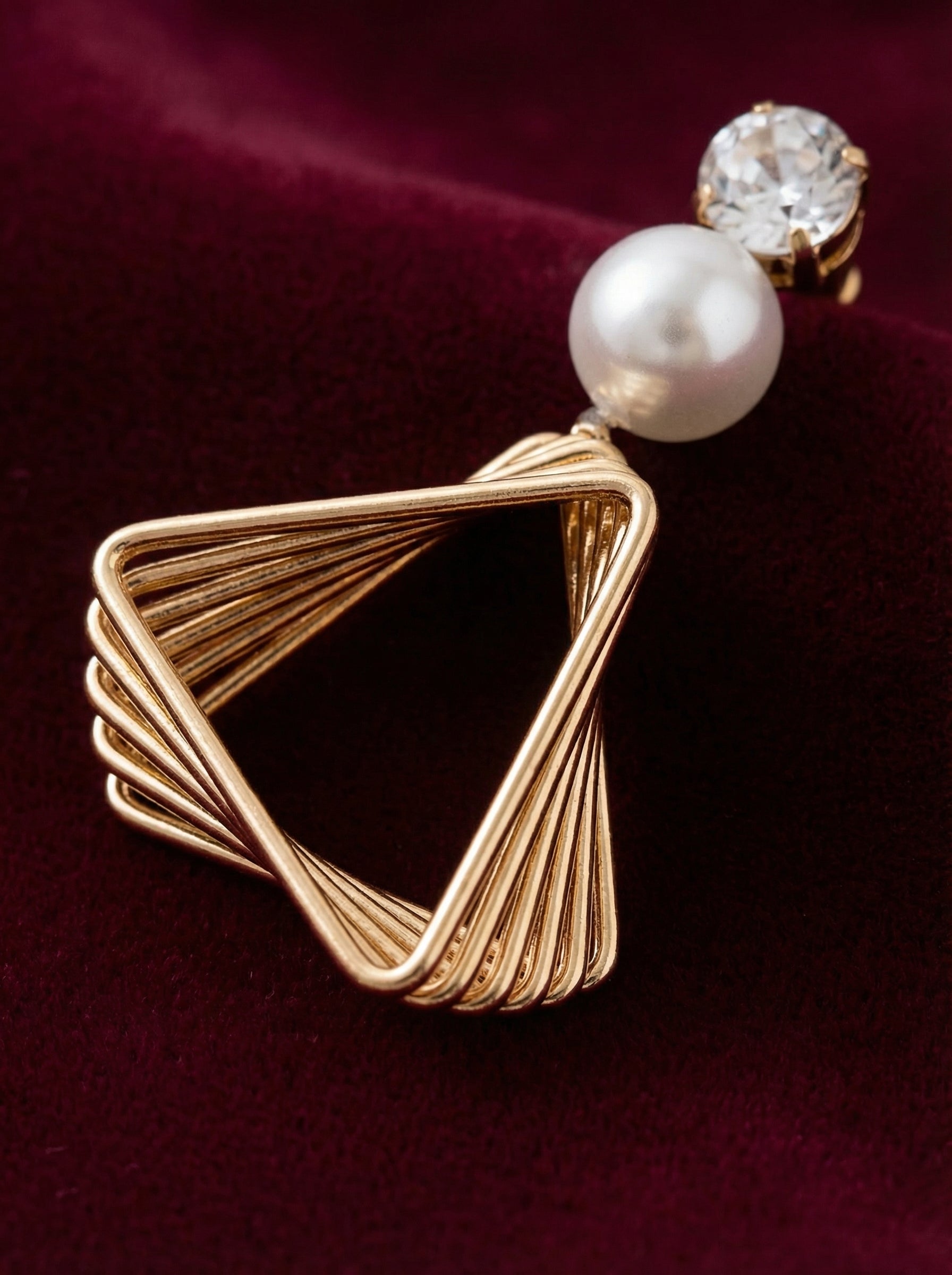 Pearl Triangle Earrings set of 3