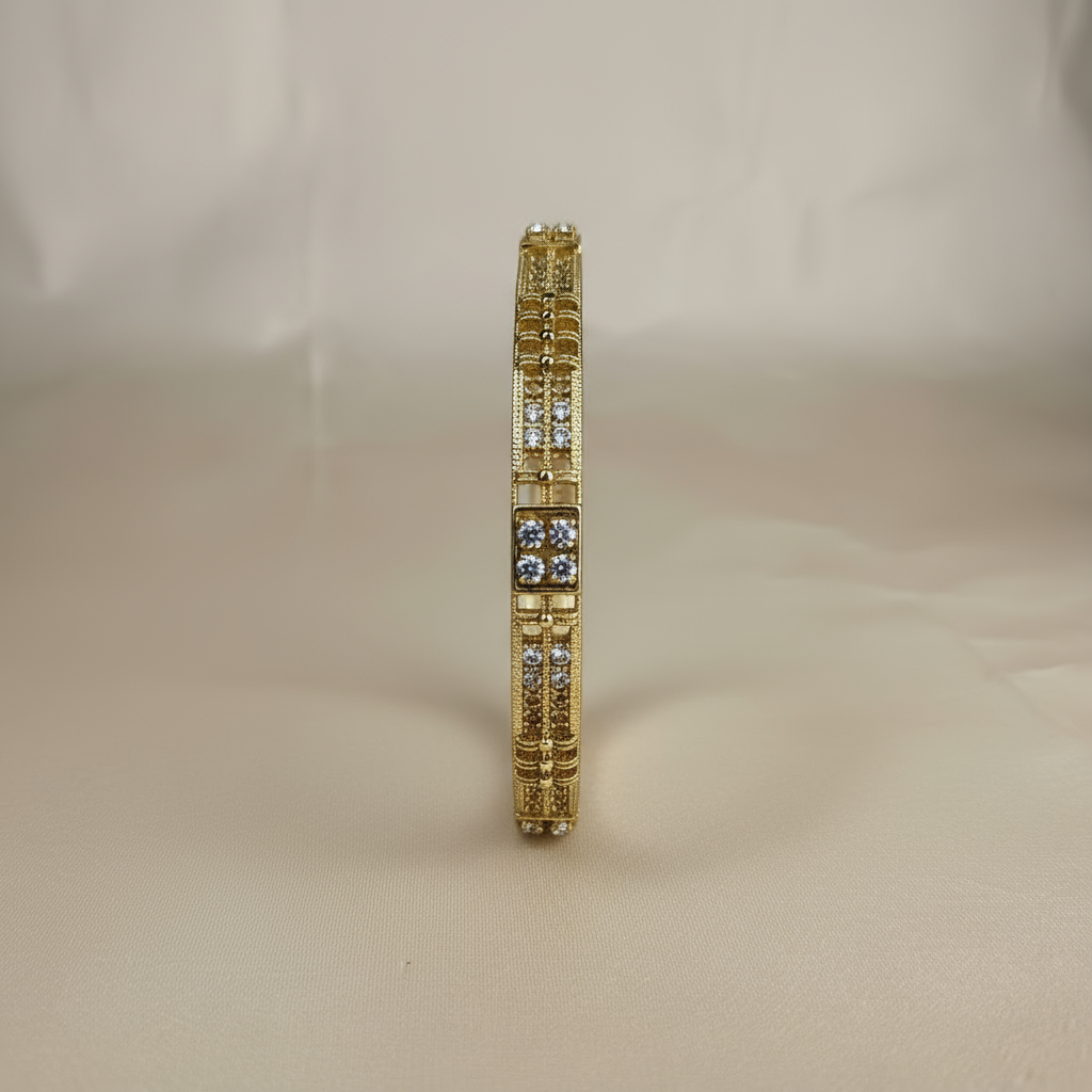 Elegant Gold-Plated Crystal-Studded Bangles – Women's Fashion Jewelry Set