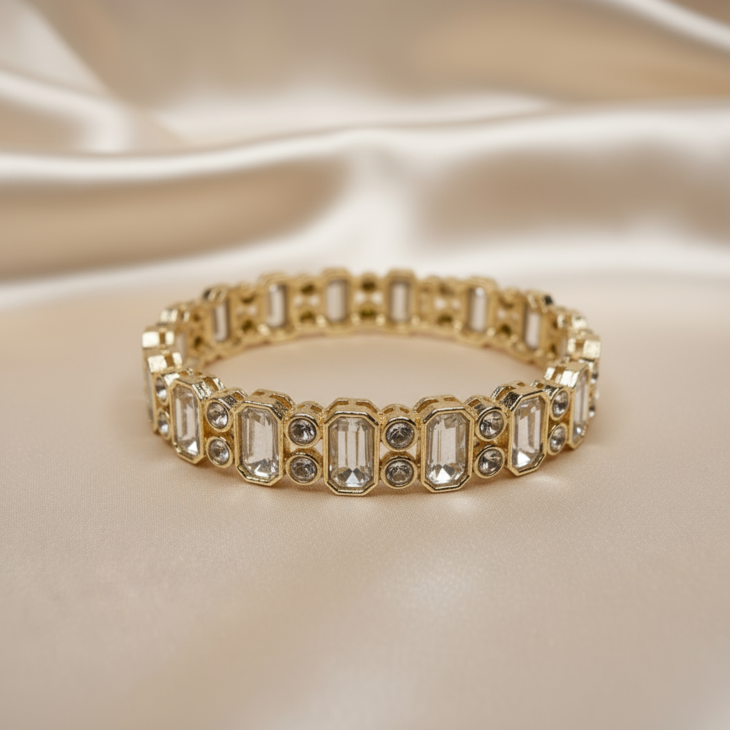 Elegant Gold-Plated Crystal Bangle Bracelets – Luxury Statement Jewelry for Women
