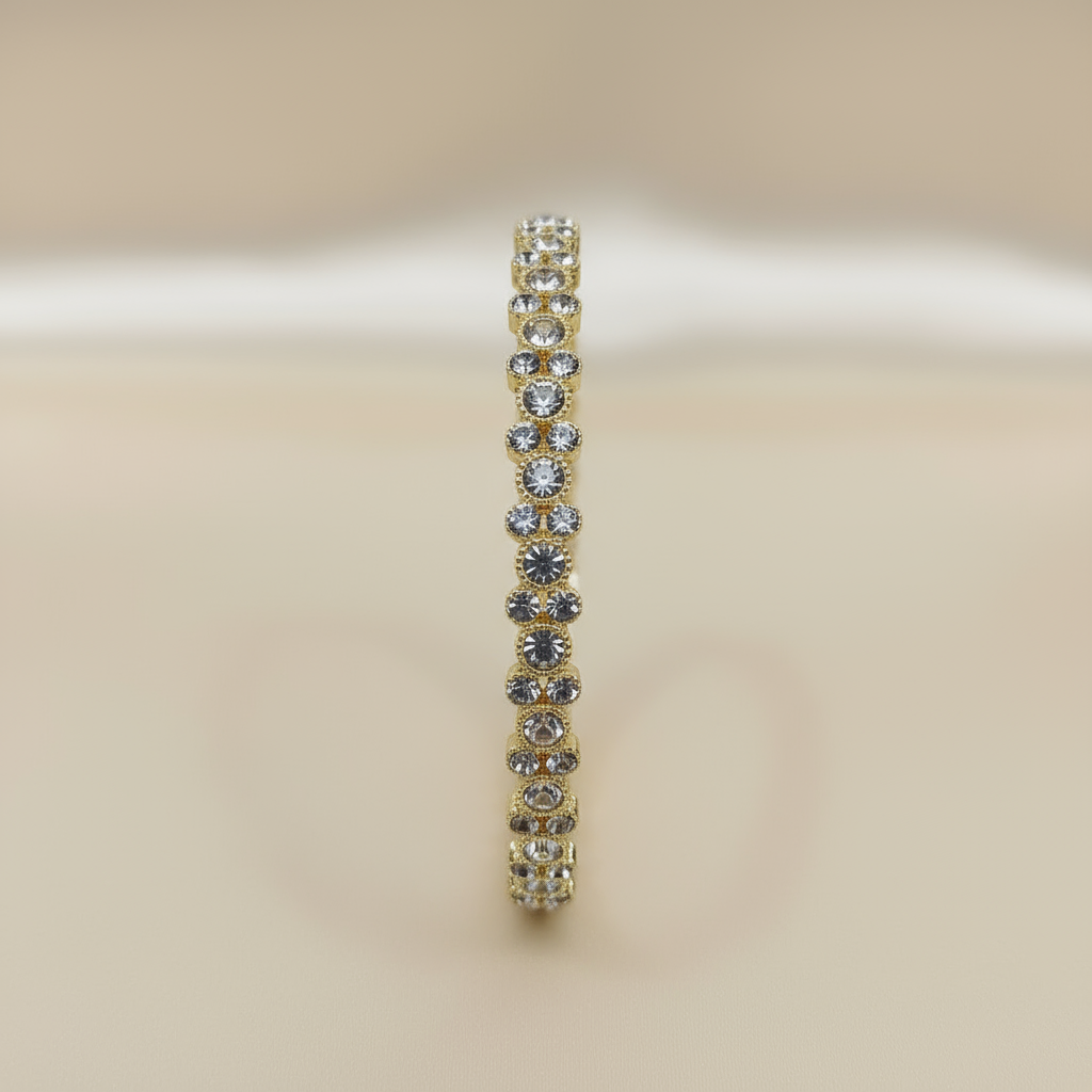 Elegant Gold-Plated Crystal Studded Bangles – Women’s Fashion Jewelry Set