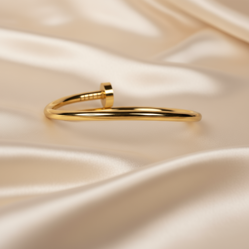 Elegant Gold Nail Bracelet – Minimalist Unisex Gold Plated Bangle Jewelry