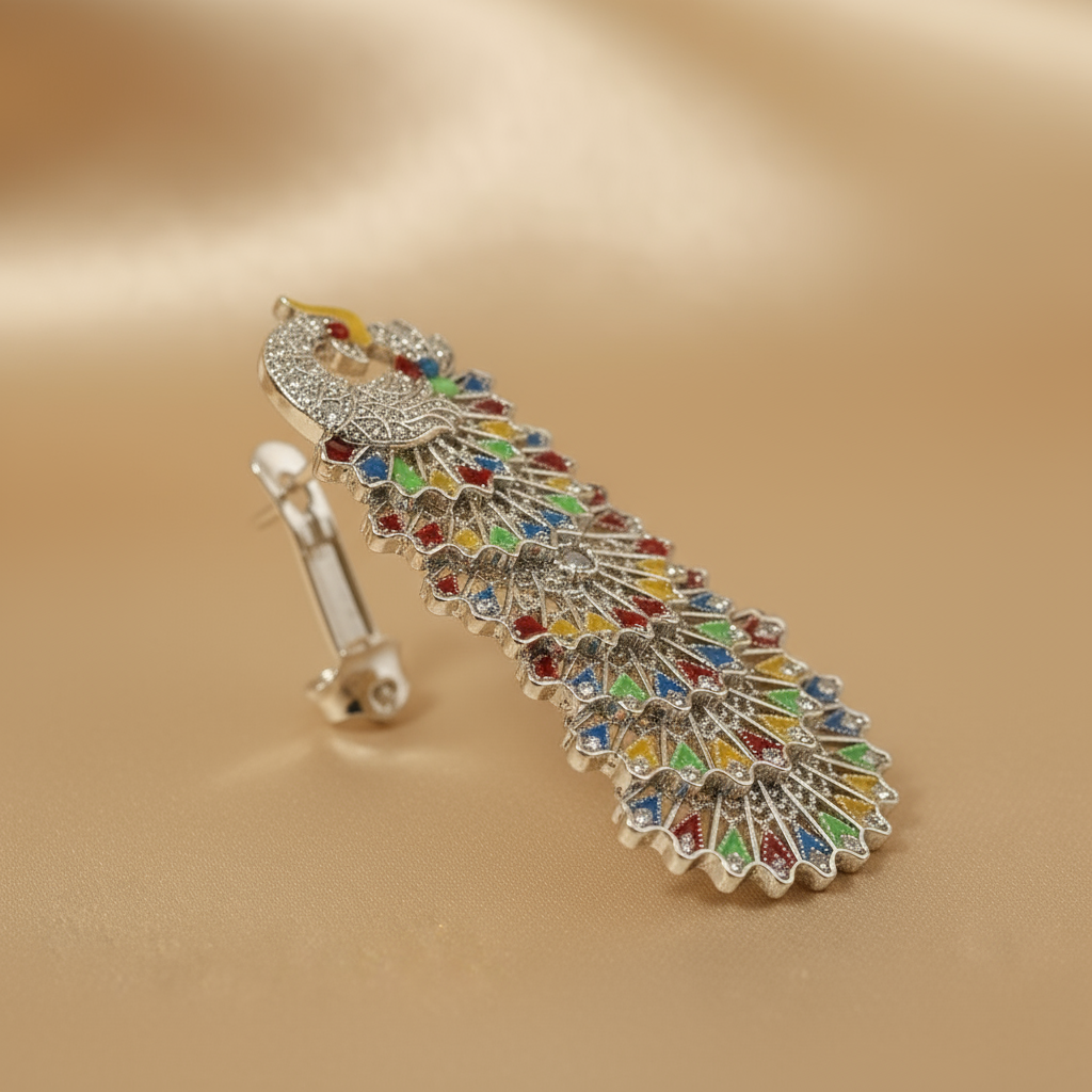 Elegant Multicolor Peacock Design Earrings – Handmade Indian Ethnic Jewelry for Women