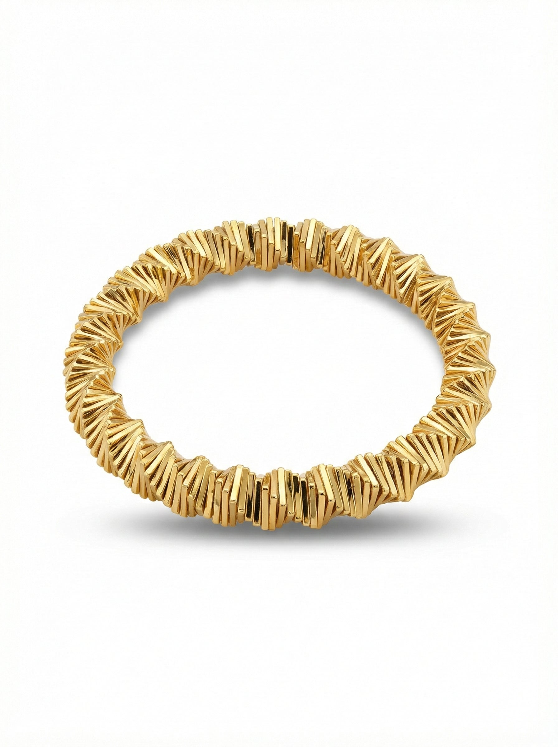 Gold Textured Bangle - Elegant Gold Finish Statement Bracelet