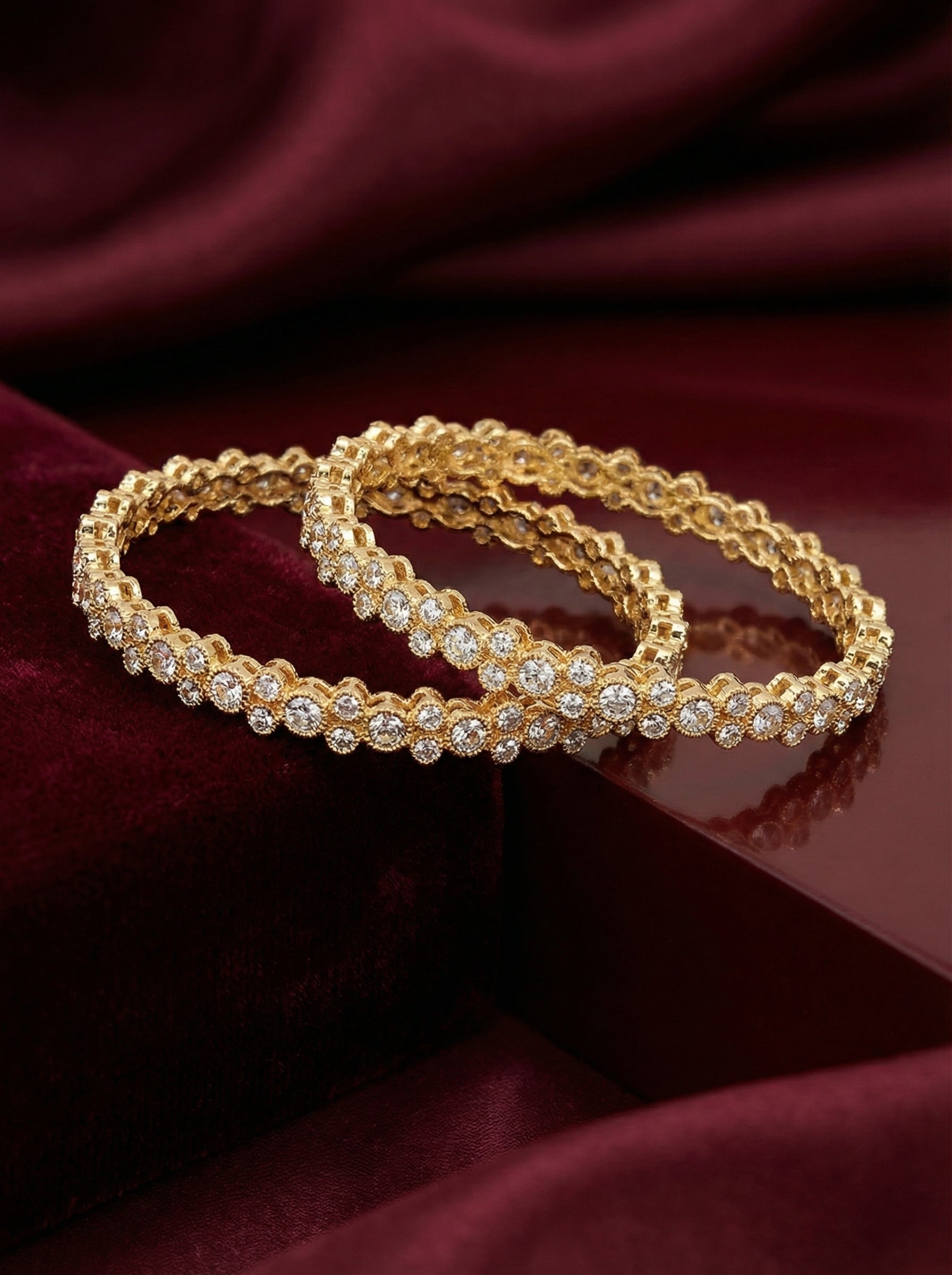 Gold Plated Studded Crystal Bangles