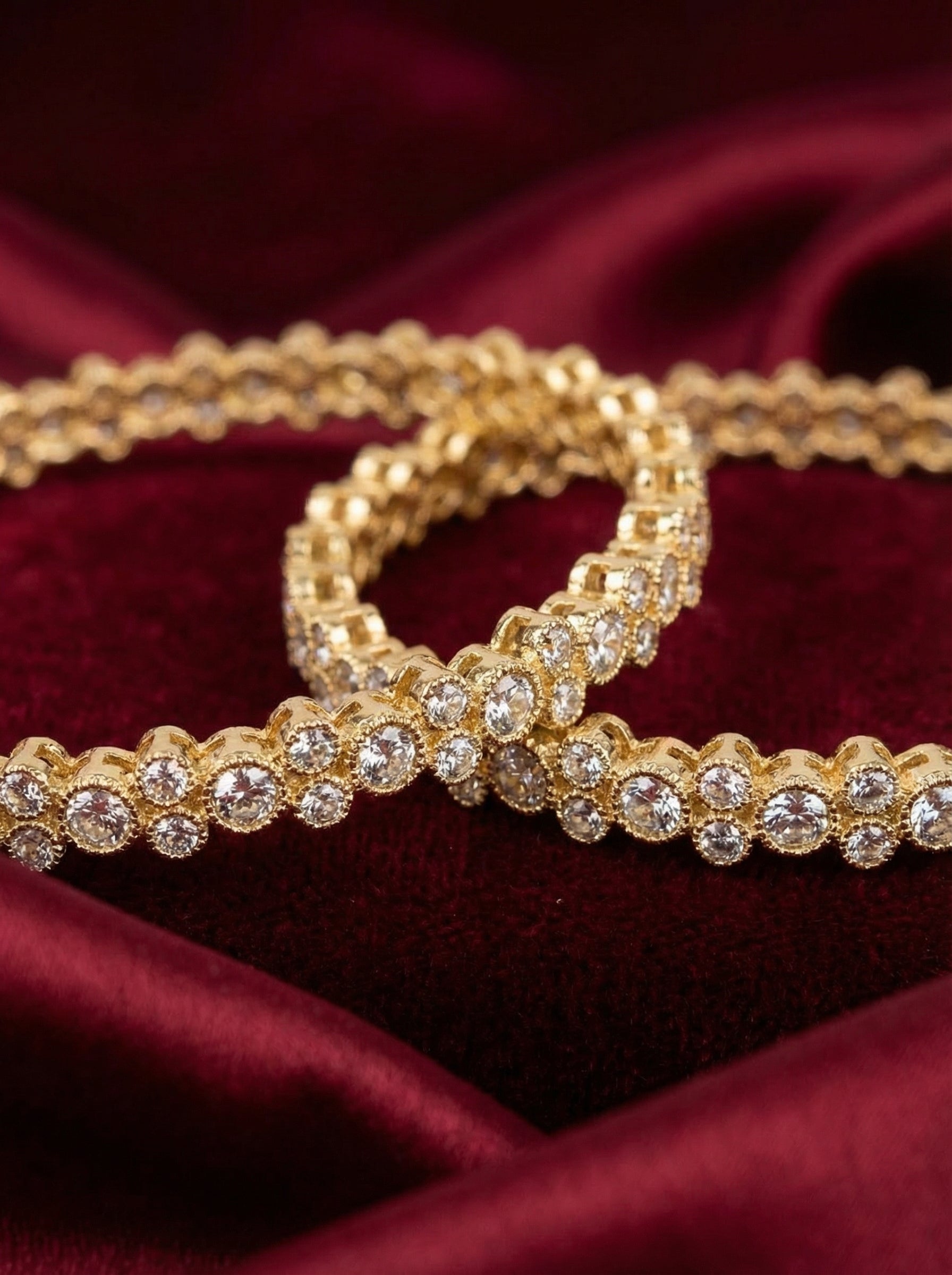 Gold Plated Studded Crystal Bangles