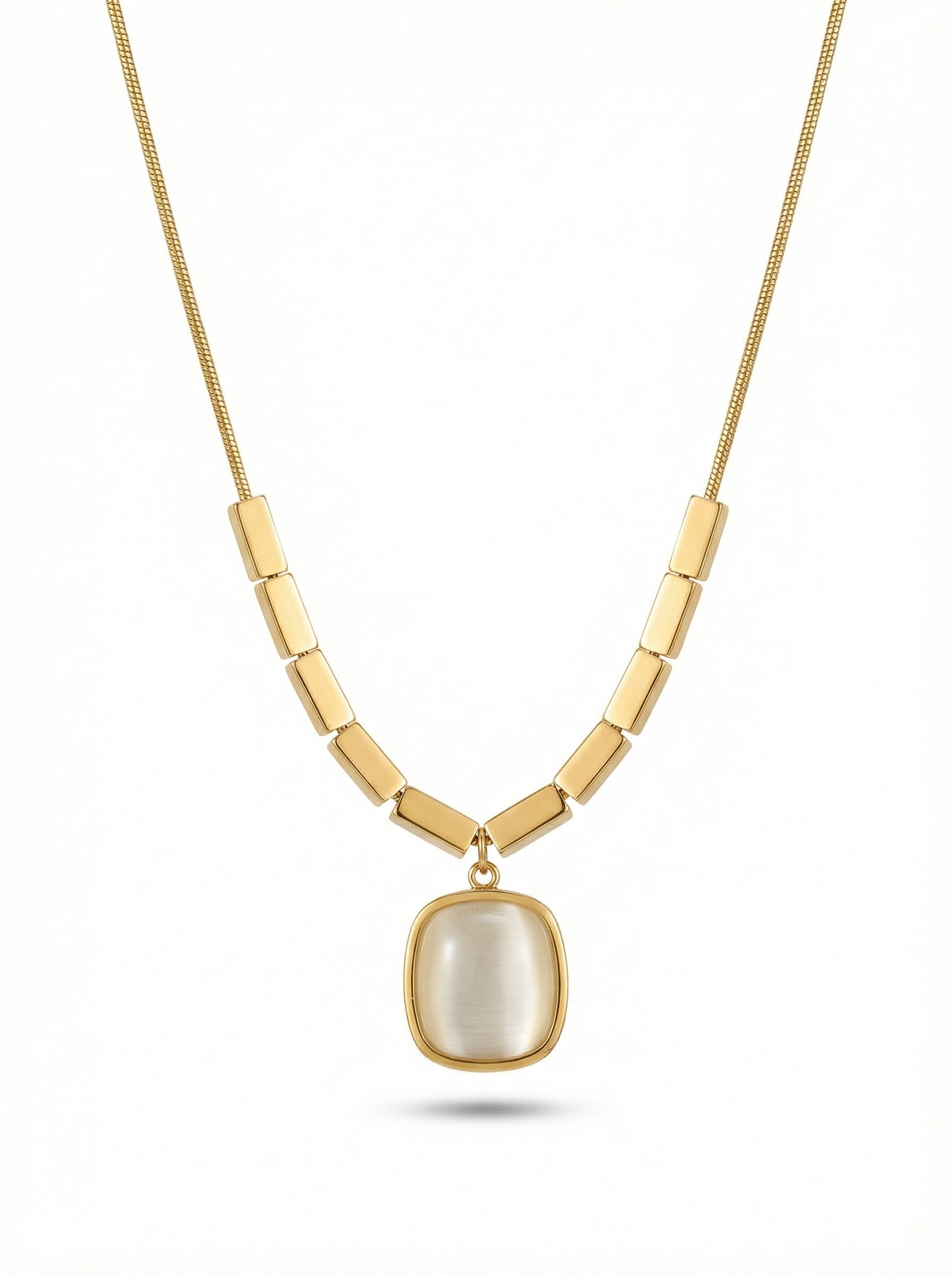 Golden Barrel Pendant Necklace