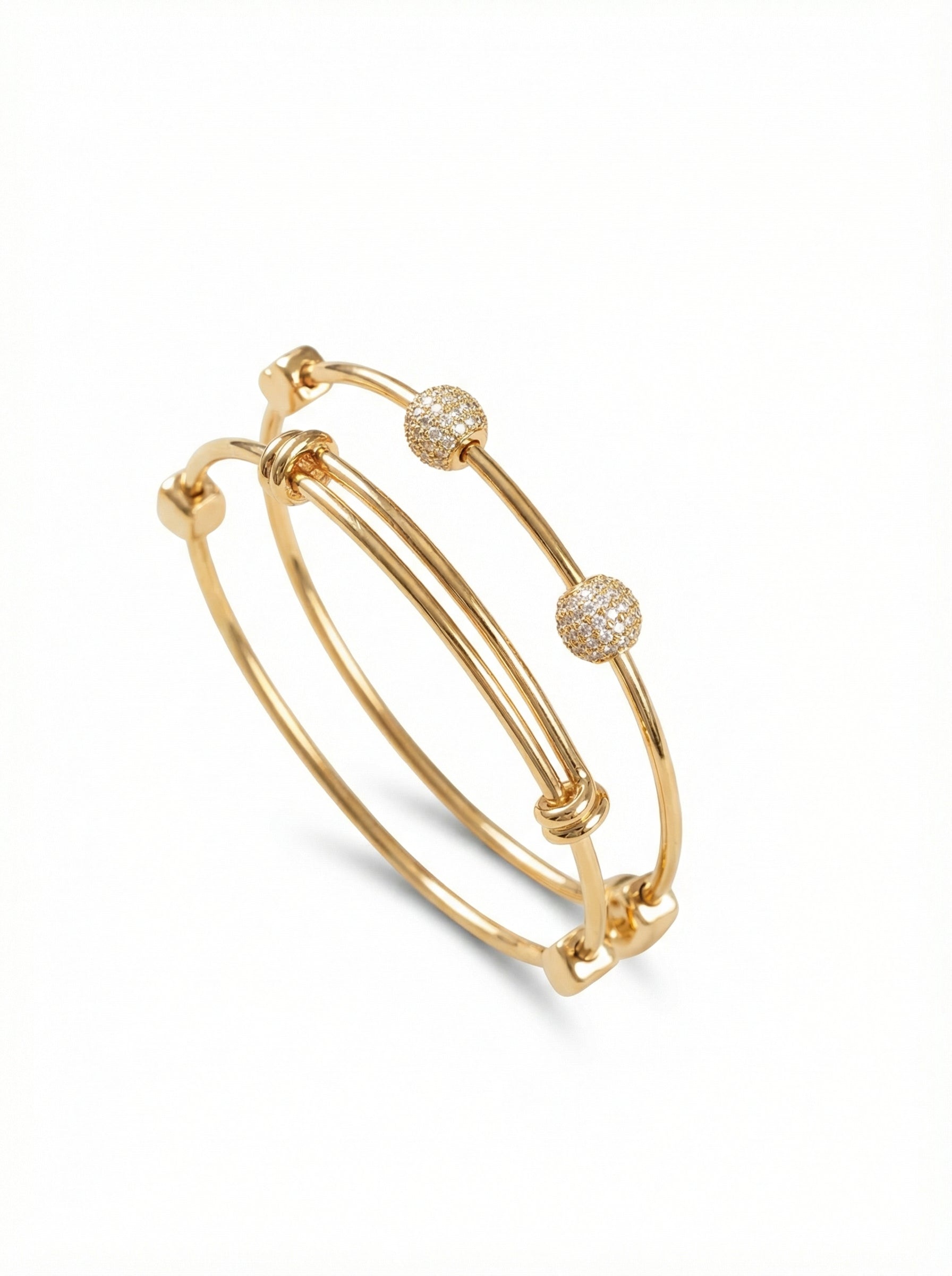 Golden Diamond Bangle Set - Elegant Luxury Jewelry for Special Occasions