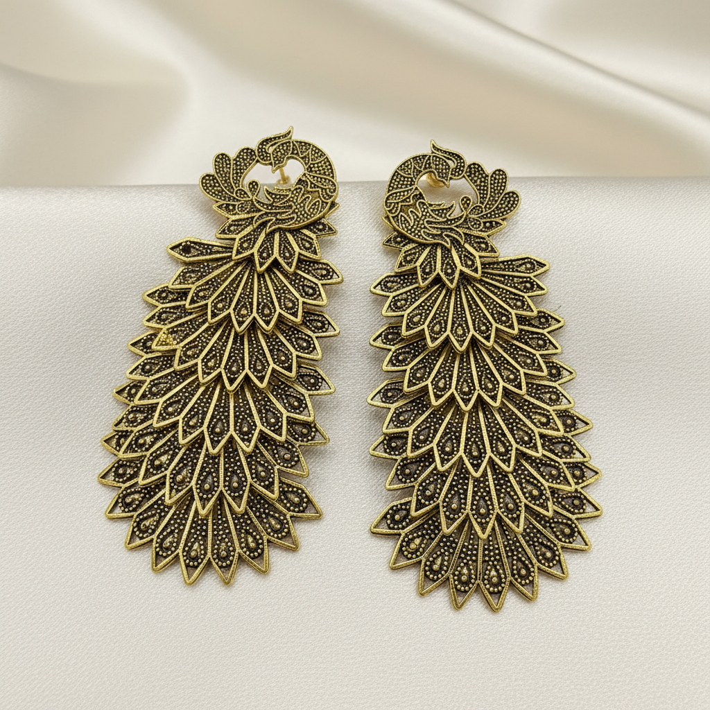 Elegant Multicolor Peacock Design Earrings – Handmade Indian Ethnic Jewelry for Women