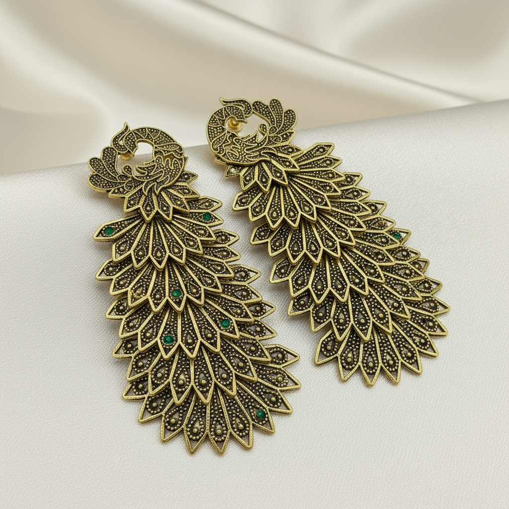 Elegant Multicolor Peacock Design Earrings – Handmade Indian Ethnic Jewelry for Women