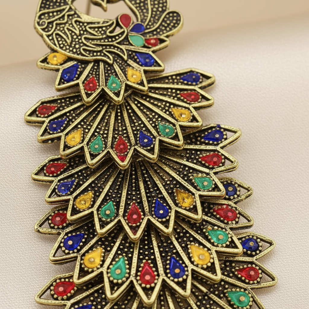 Elegant Multicolor Peacock Design Earrings – Handmade Indian Ethnic Jewelry for Women