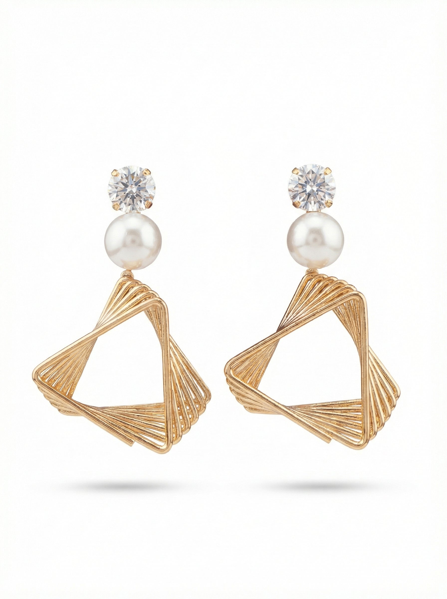 Pearl Triangle Earrings set of 3