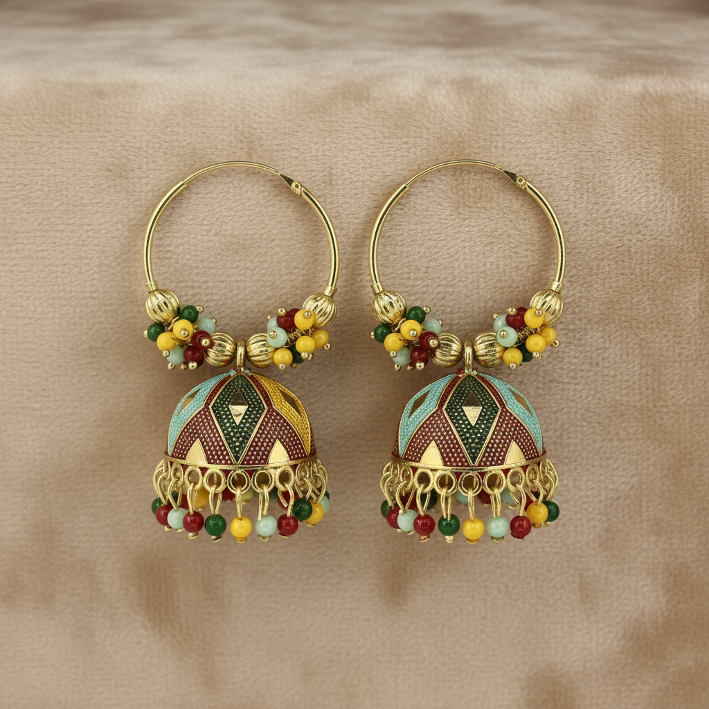Traditional Multicolor Jhumka Earrings – Handcrafted Indian Ethnic Jewelry for Women