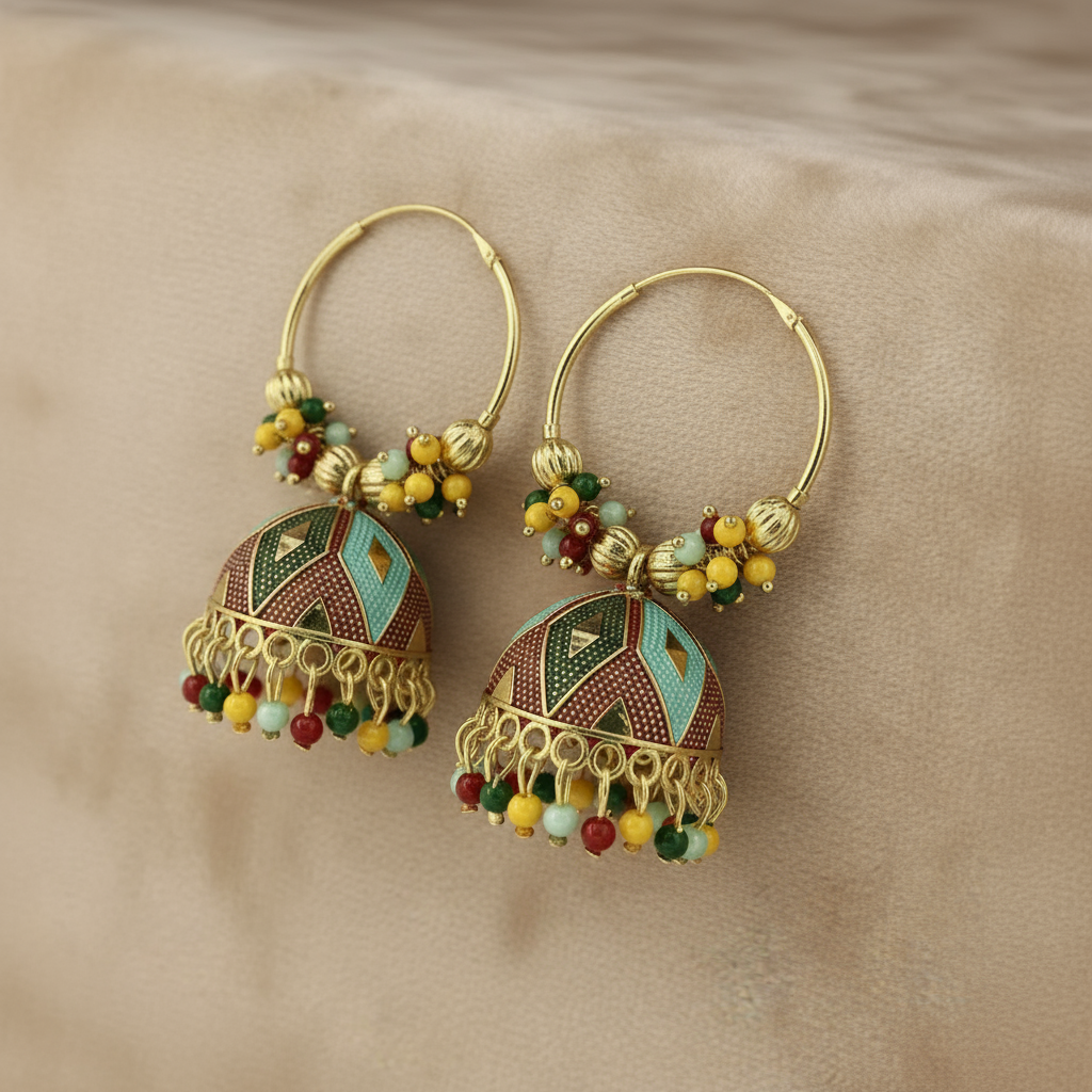 Traditional Multicolor Jhumka Earrings – Handcrafted Indian Ethnic Jewelry for Women