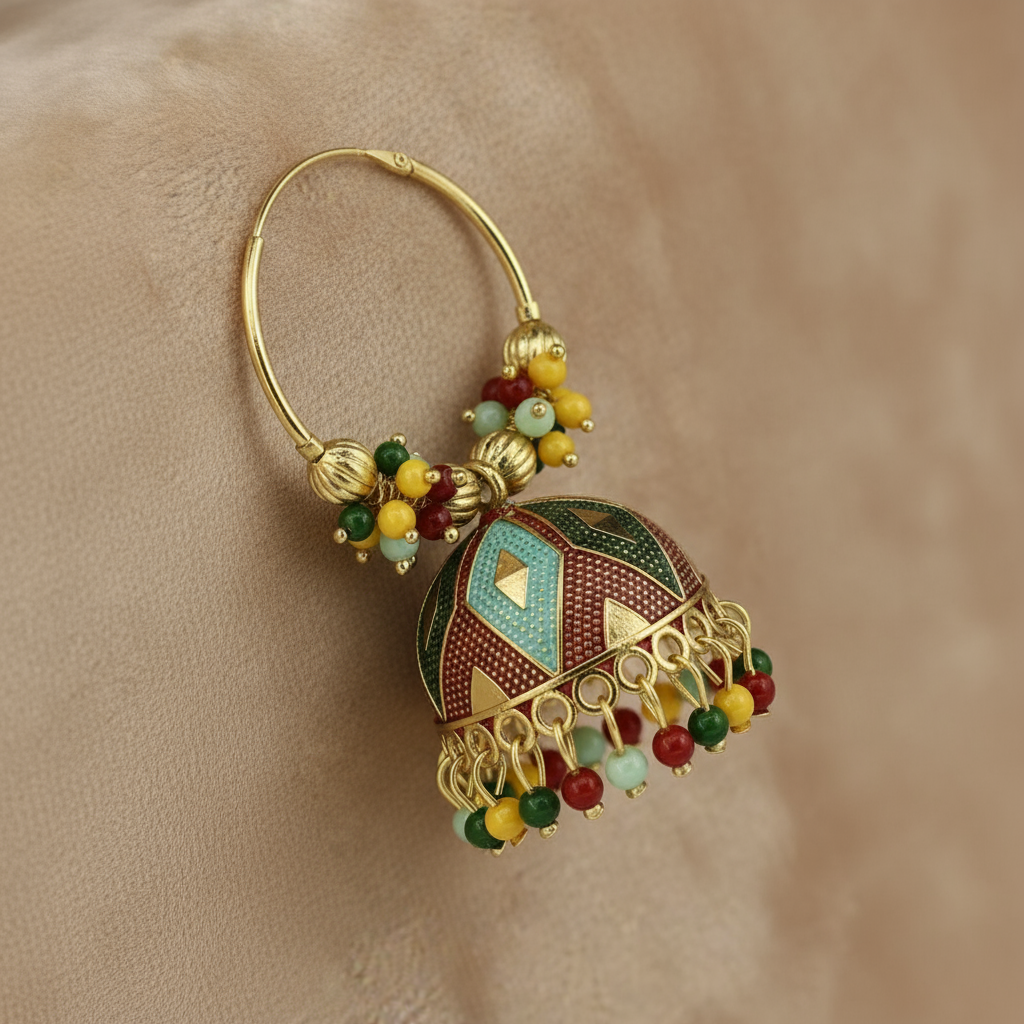 Traditional Multicolor Jhumka Earrings – Handcrafted Indian Ethnic Jewelry for Women