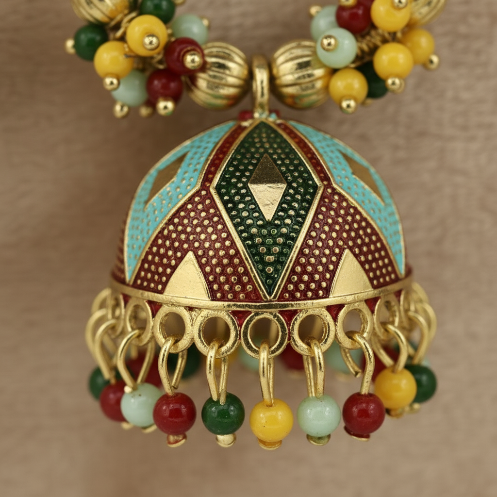 Traditional Multicolor Jhumka Earrings – Handcrafted Indian Ethnic Jewelry for Women
