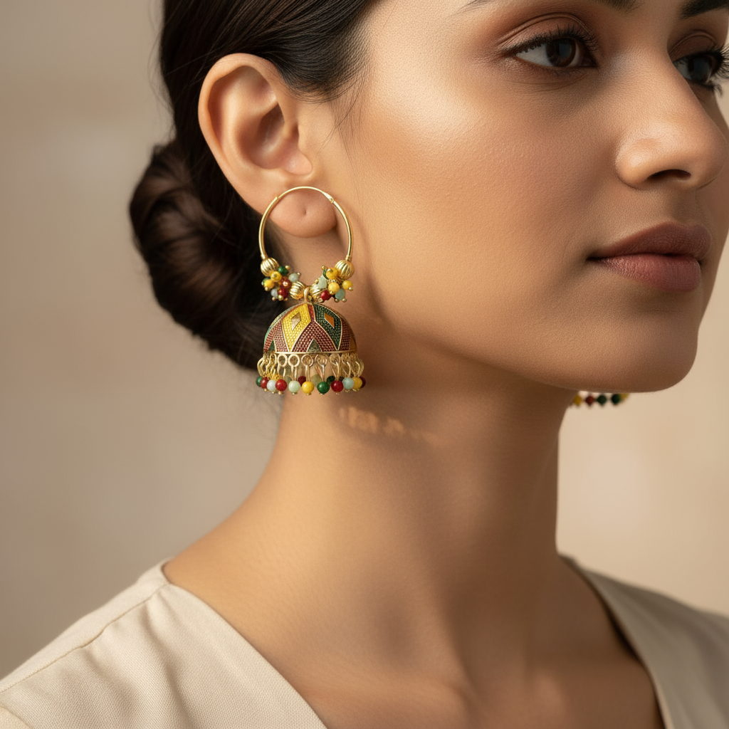 Traditional Multicolor Jhumka Earrings – Handcrafted Indian Ethnic Jewelry for Women