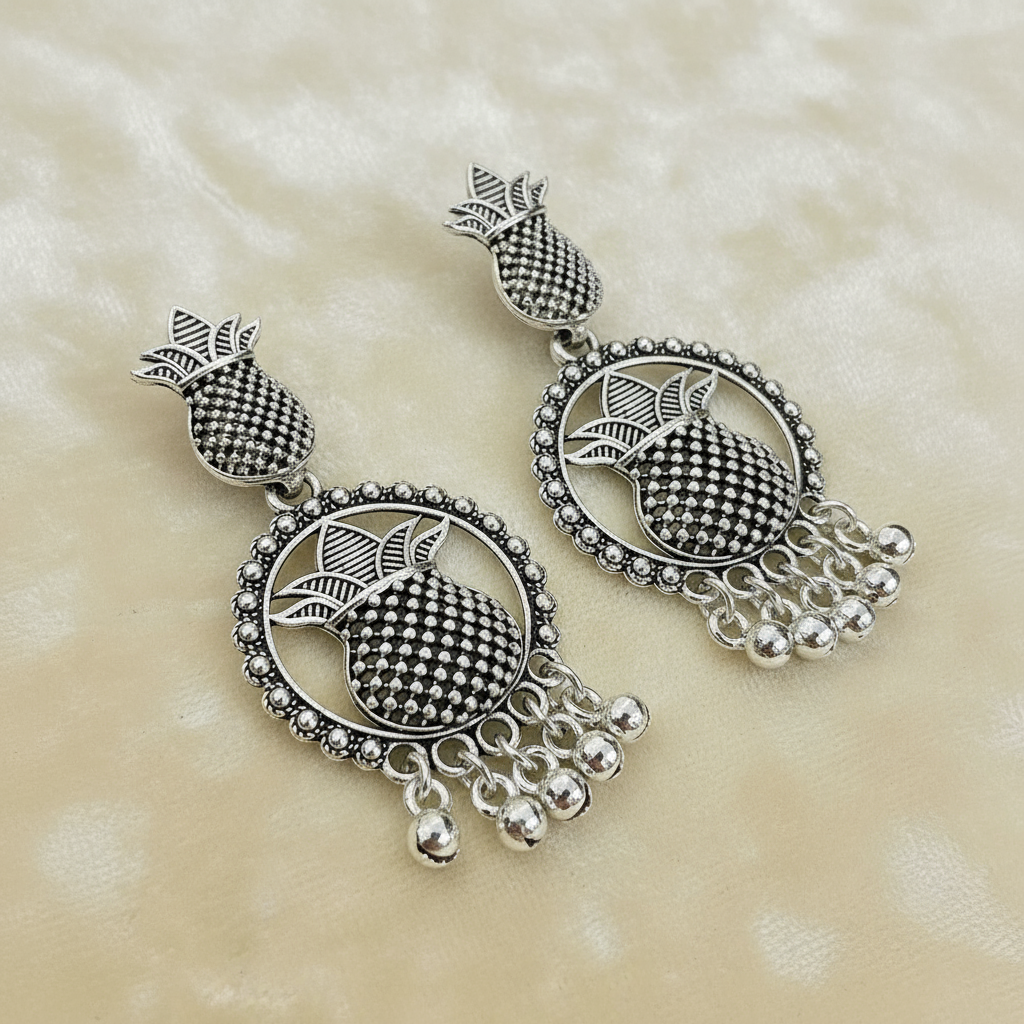Vintage Oxidized Silver Kalash Dangle Earrings – Handmade Ethnic Jewelry for Women