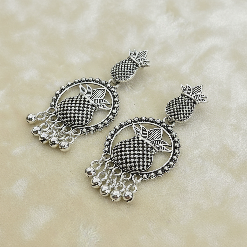 Vintage Oxidized Silver Kalash Dangle Earrings – Handmade Ethnic Jewelry for Women