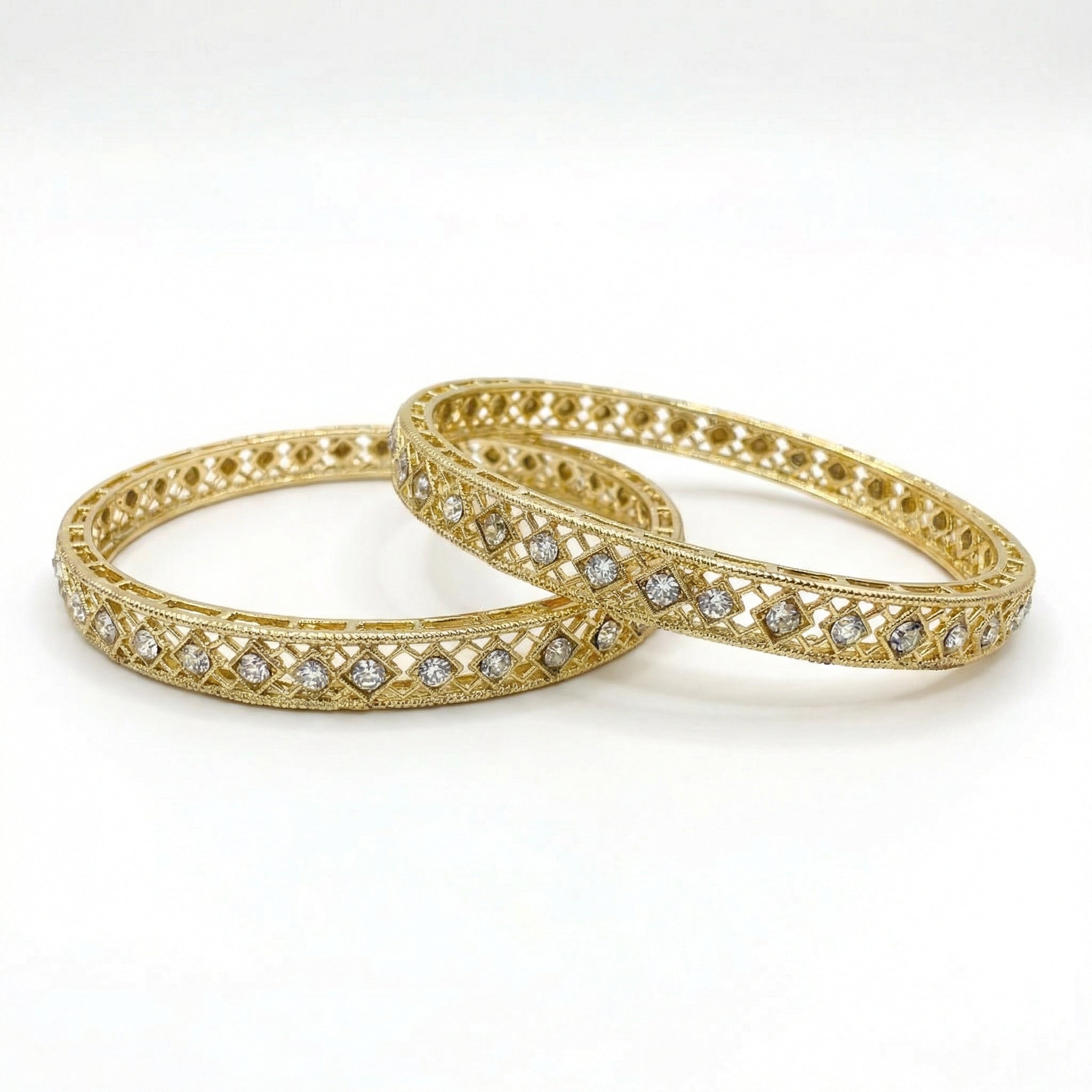 Gold Crossed Bangle - The Rivaaz