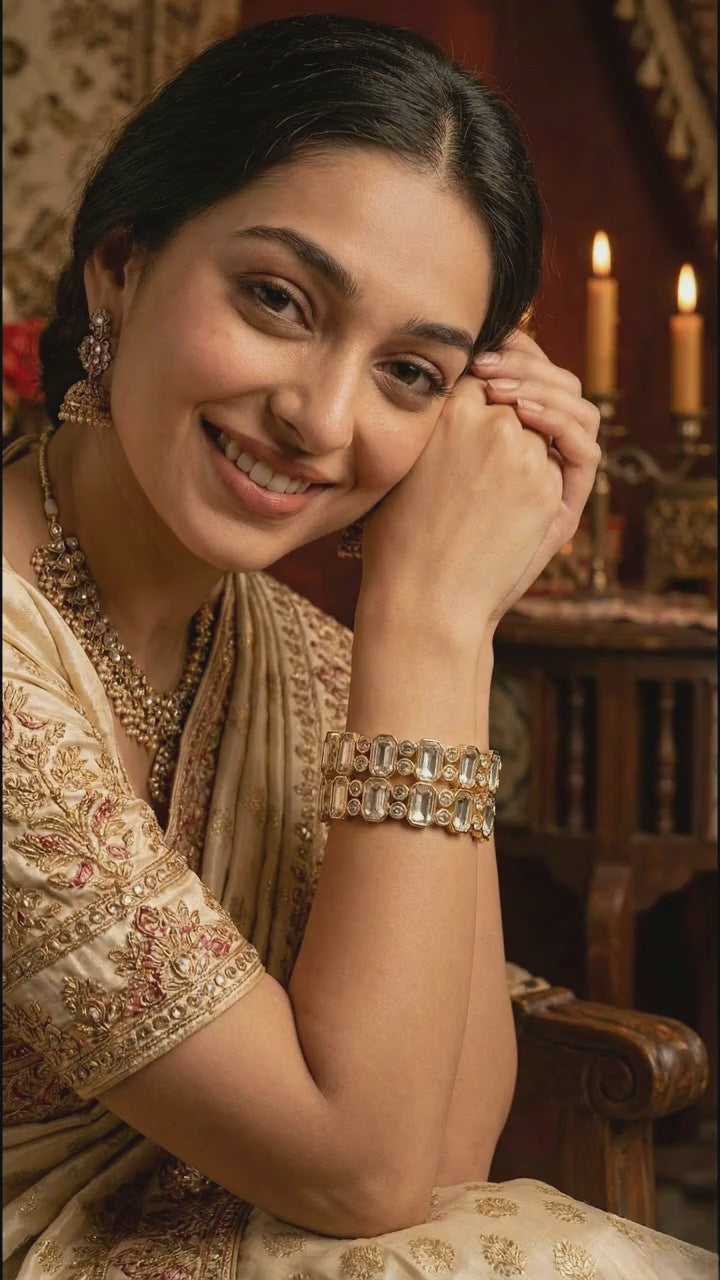 Gold Plated Crystal Bangles for Women